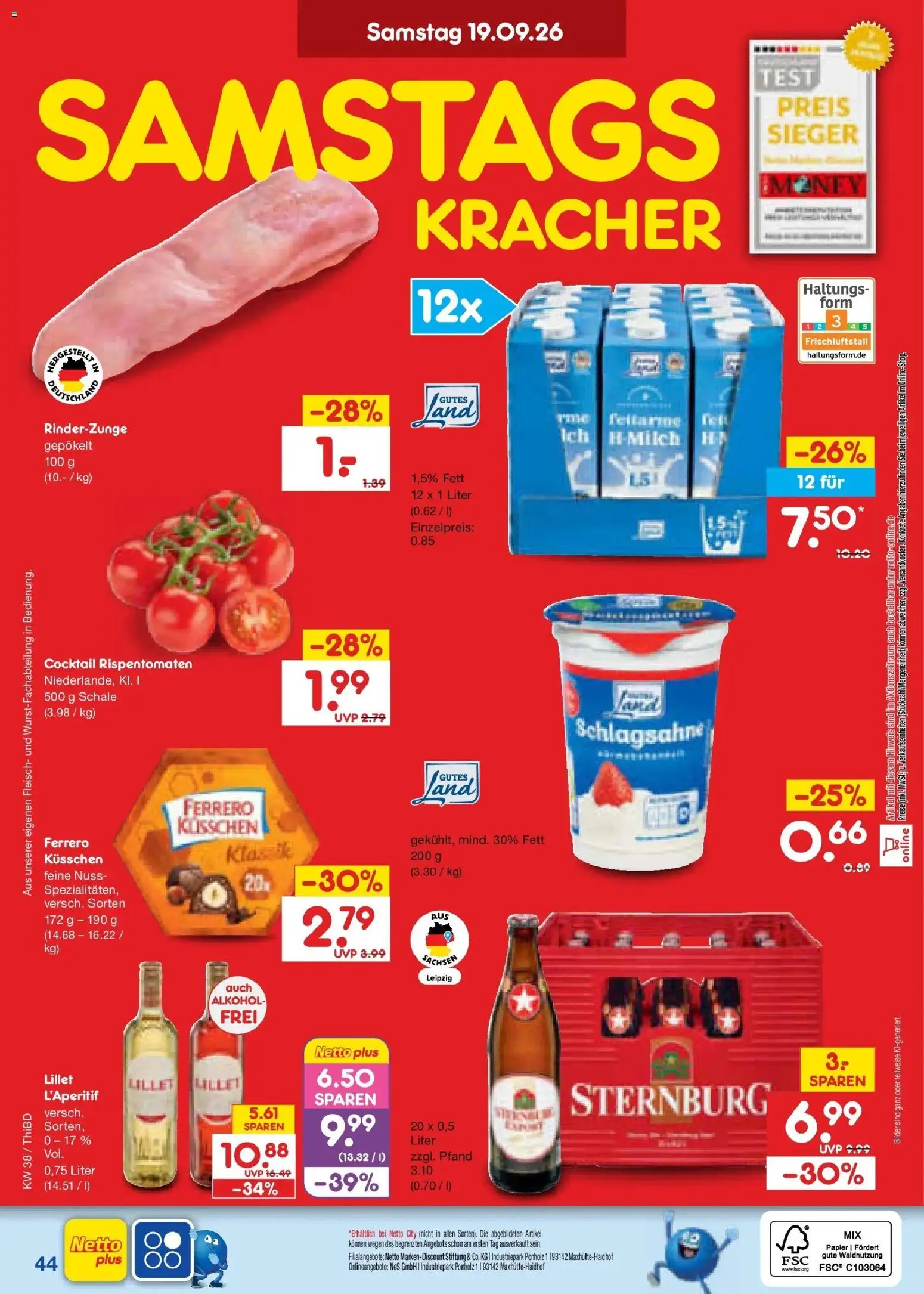 Netto Marken-Discount Prospekt Thiendorf – gültig ab 14.09.2026 | Seite: 58 | Produkte: Schlagsahne, Milch, Bilder, Fleisch