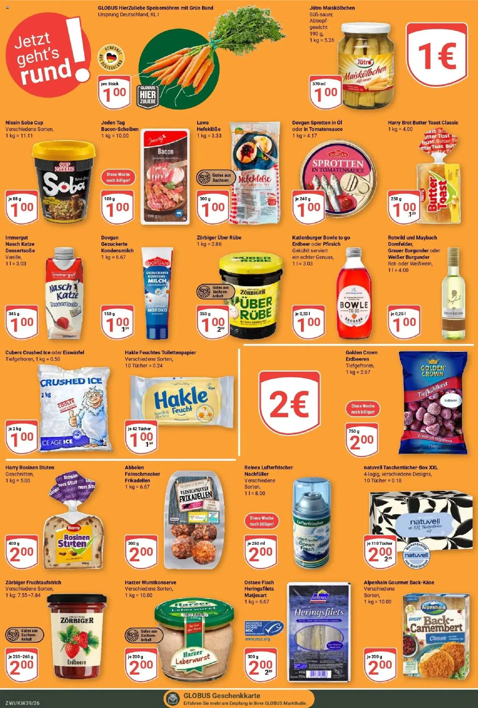 Globus Prospekt Zwickau (ab 21.09.2026) » Angebote online | Seite: 25 | Produkte: Rosinen, Kondensmilch, Erdbeeren, Feuchtes Toilettenpapier