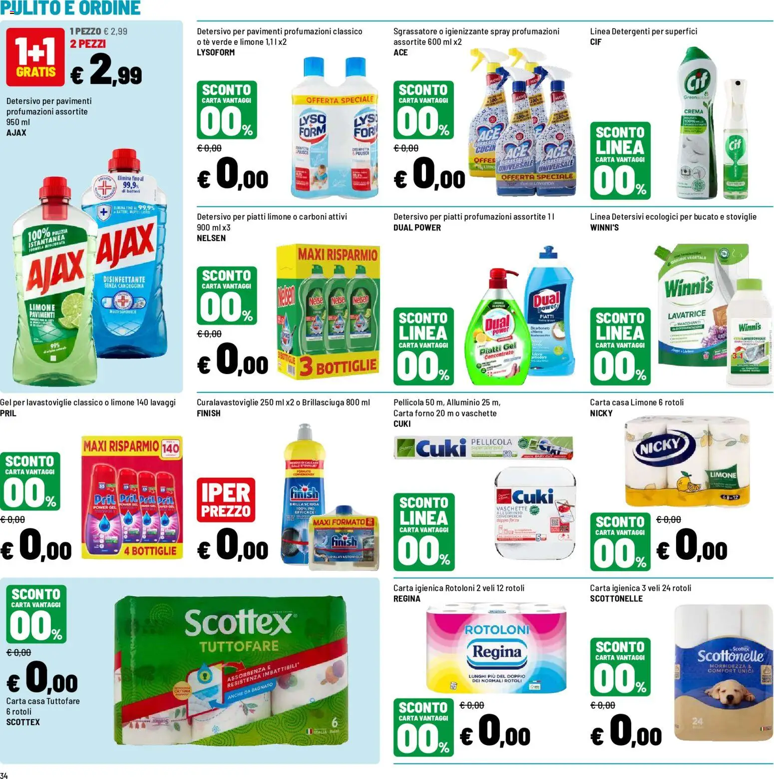Volantino Iper del 01/10/2026 | Pagina: 34 | Prodotti: Piatti, Gel per lavastoviglie, Carta forno, Vaschette