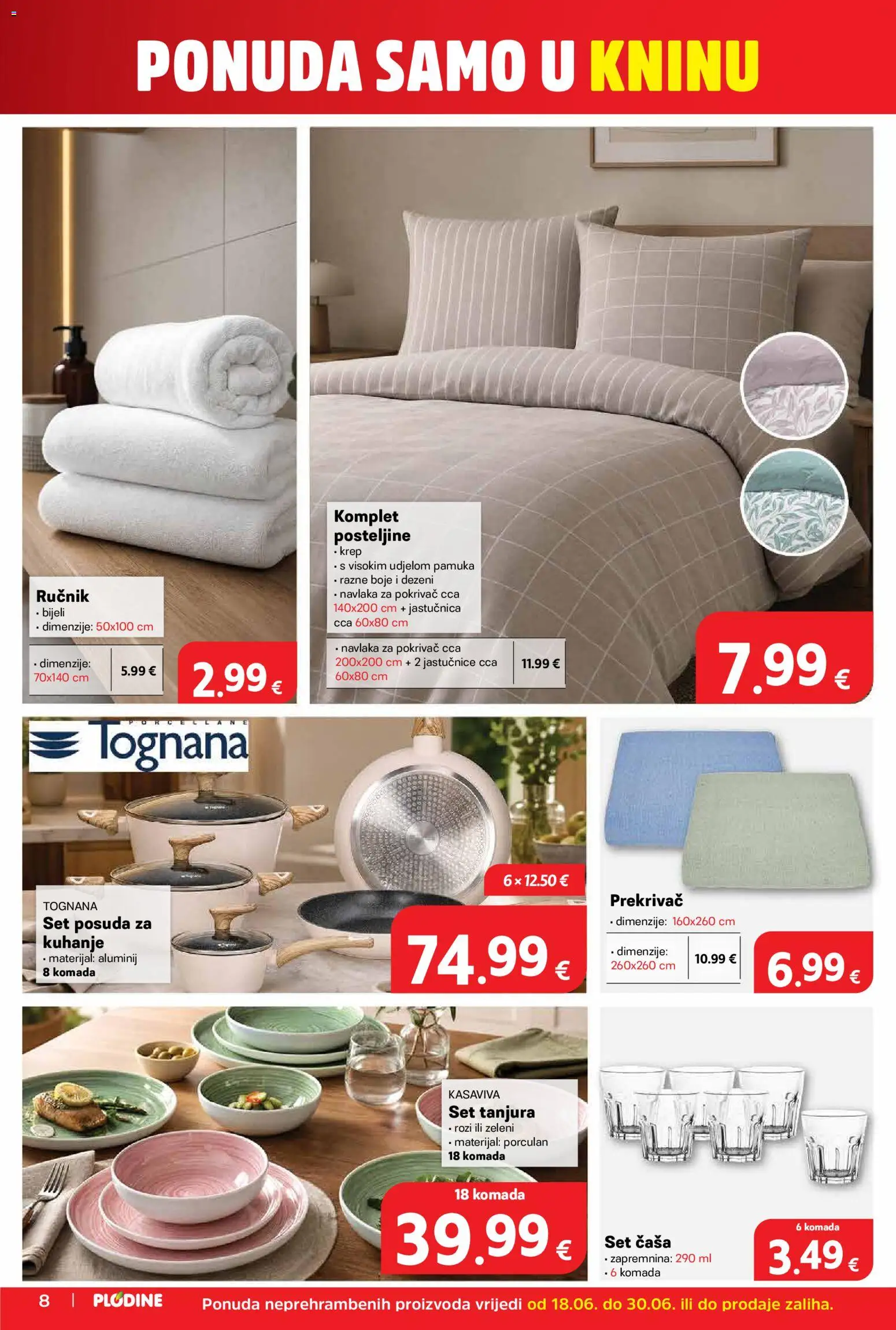 Plodine katalog | vrijedi od 18.06.2026 | Stranica: 8 | Proizvodi: Set tanjura, Pokrivač, Ručnik, Jastučnica