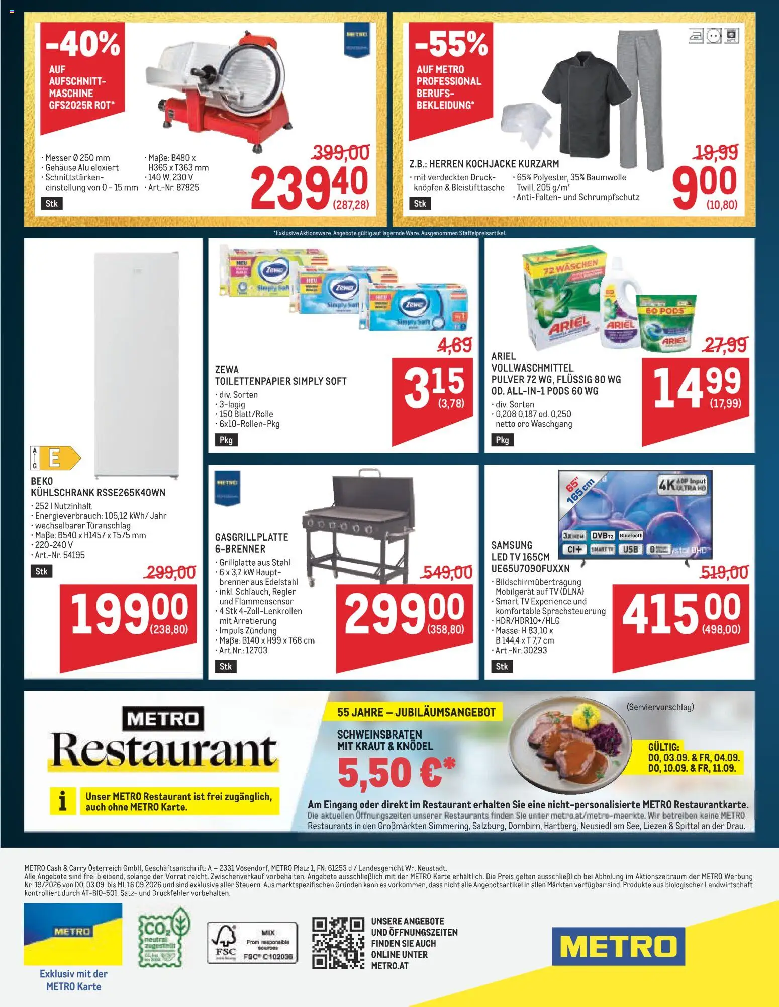 Metro - 55 Jahre Jubiläumsangebote gültig ab 03.09.2026 | Seite: 4 | Produkte: Kraut, TV, Kühlschrank, Samsung