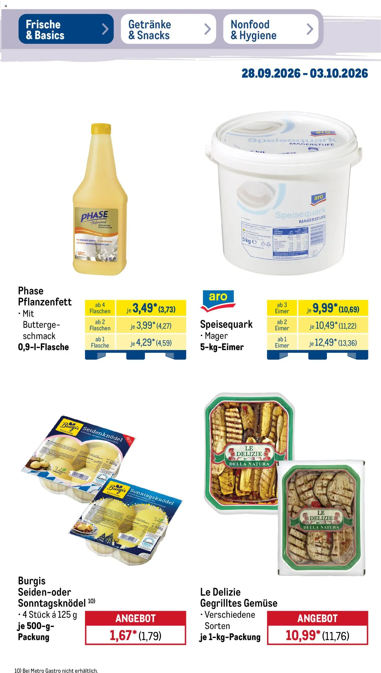 Metro Prospekt – gültig ab 28.09.2026 | Seite: 15 | Produkte: Butter, Kartoffeln, Gemüse, Speisequark