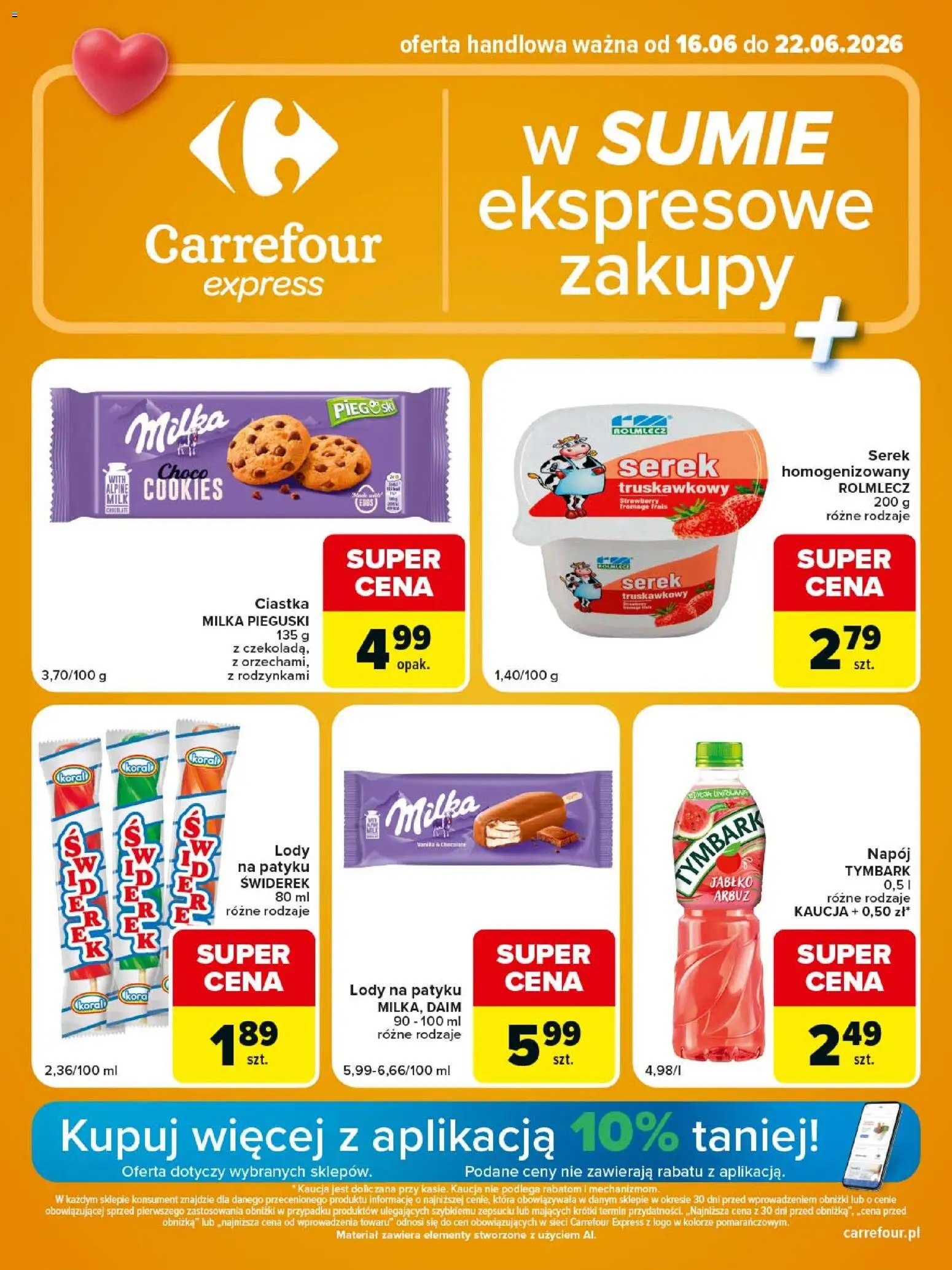 Carrefour gazetka - Express II od 16.06.2026 | Strona: 1 | Produkty: Serek, Lody na patyku, Ciastka, Lody