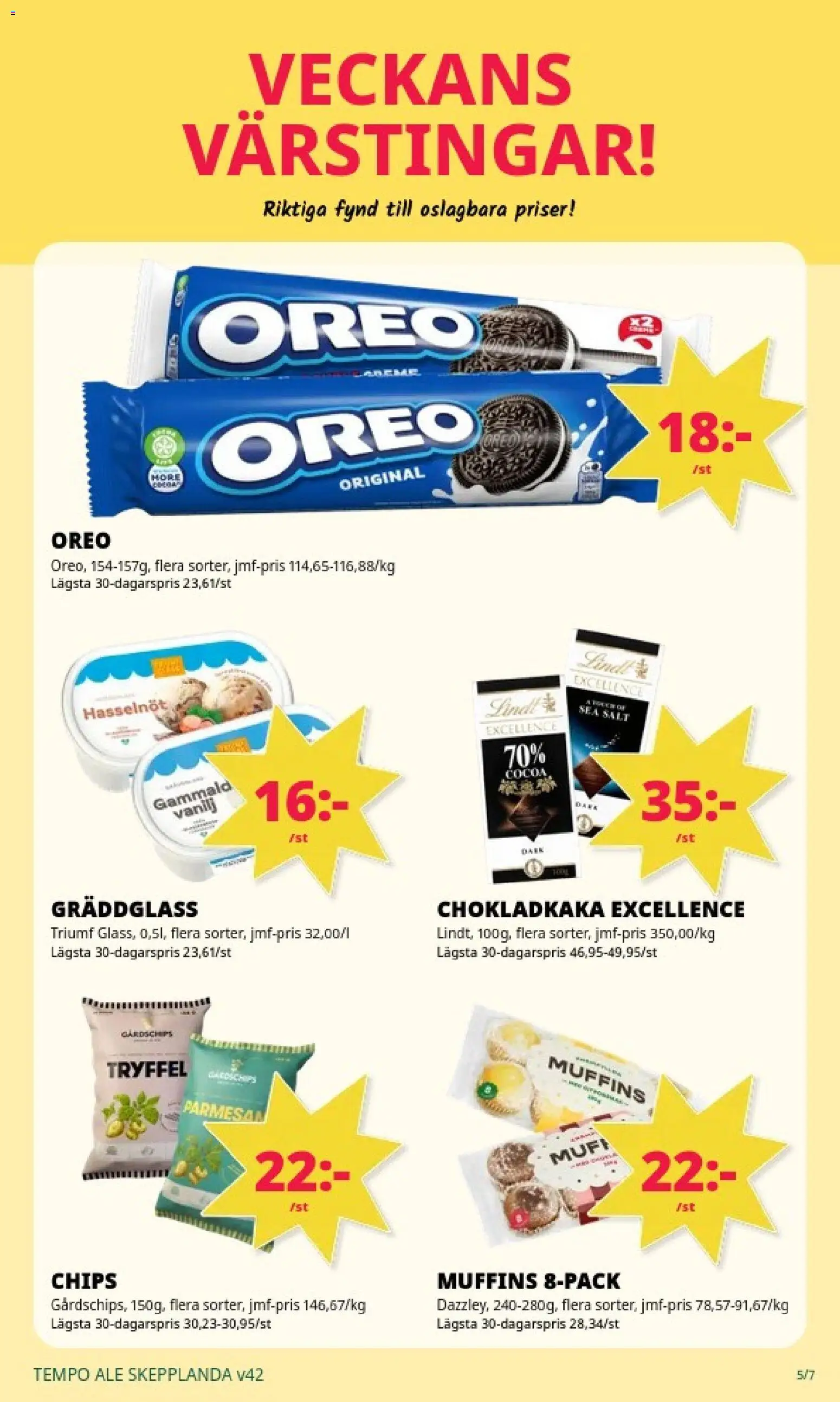 Tempo reklamblad aktuell från 12/10/2026 | Sida: 5 | Produkter: Chokladkaka, Parmesan, Muffins, Oreo