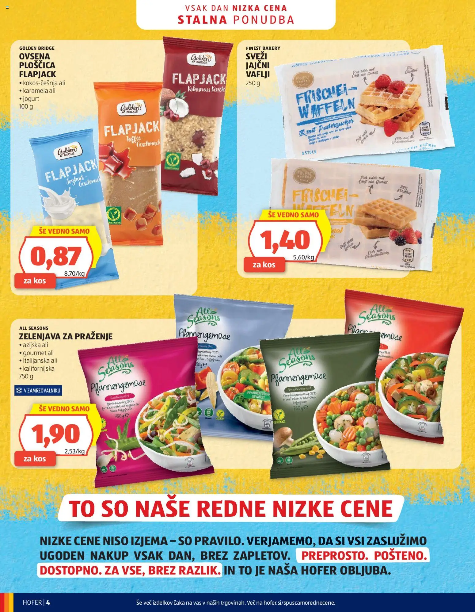 Novi Hofer katalog ponudbe – veljaven od 03.06.2026 | Stran: 4 | Izdelki: Vaflji, Kos, Jogurt, Zelenjava
