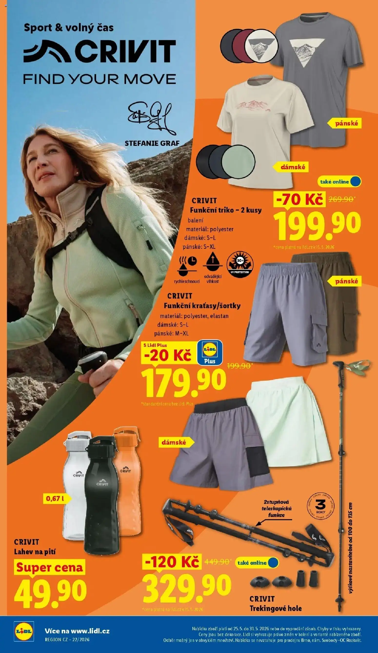 Lidl aktuální leták od 25.05.2026 | Strana: 40 | Produkty: Funkční triko, Trekingové hole, Láhev