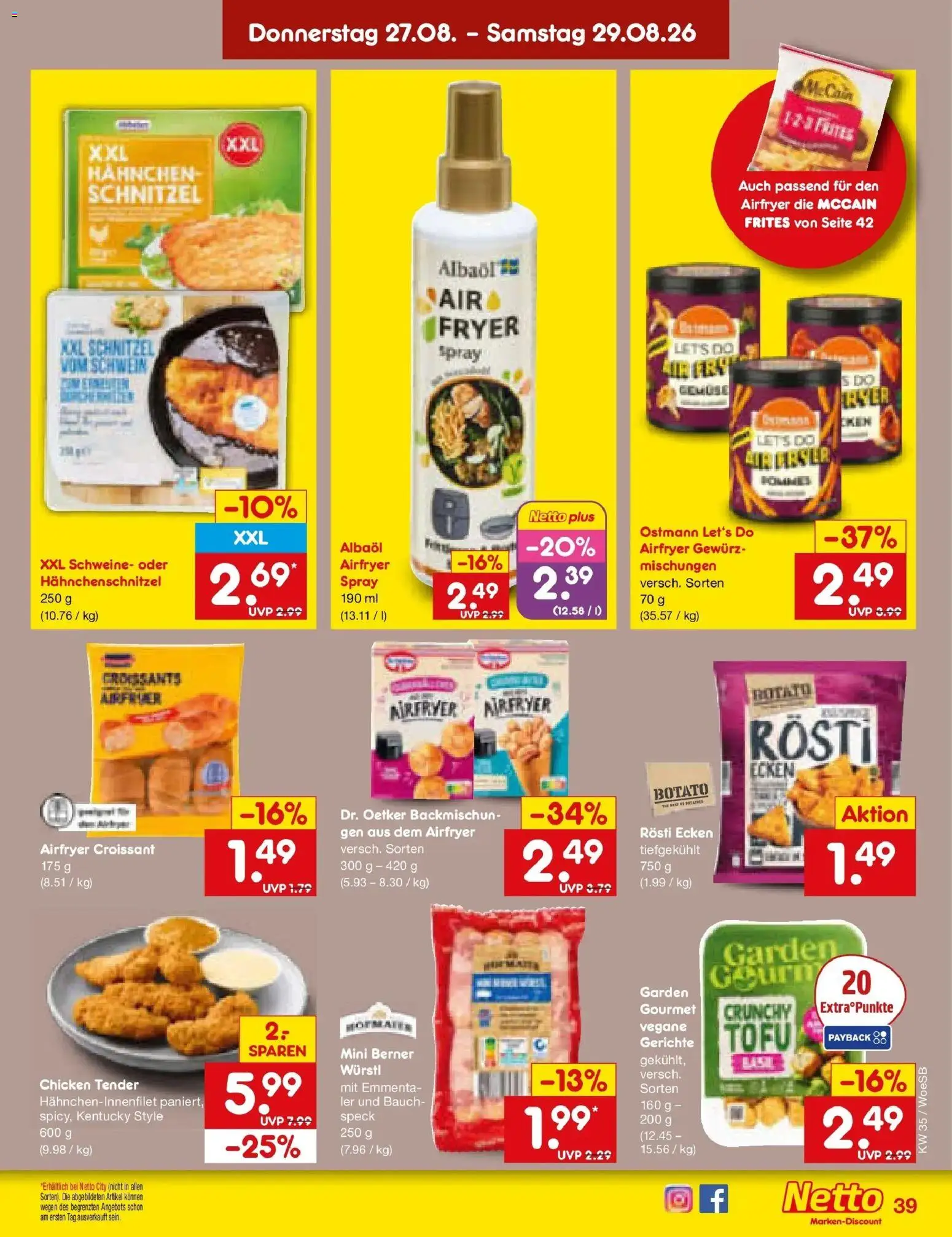 Netto Marken-Discount Prospekt Gemmingen (ab 24.08.2026) » Angebote | Seite: 53 | Produkte: Hahnchen, McCain, Schnitzel, Croissant