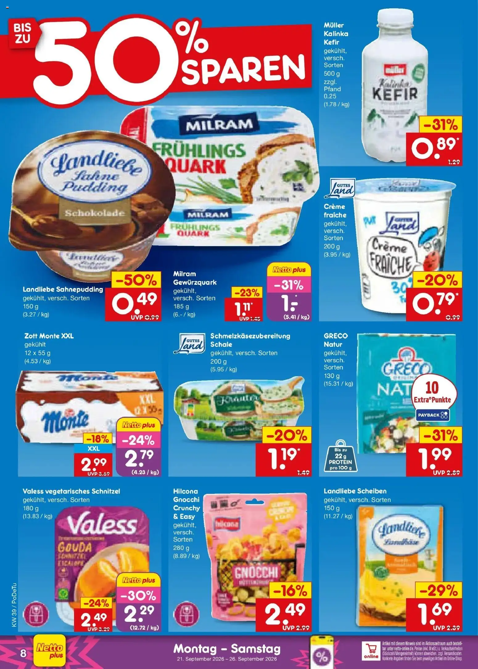 Netto Marken-Discount Prospekt Sindelfingen – gültig ab 21.09.2026 | Seite: 12 | Produkte: Schnitzel, Pudding, Creme, Milram