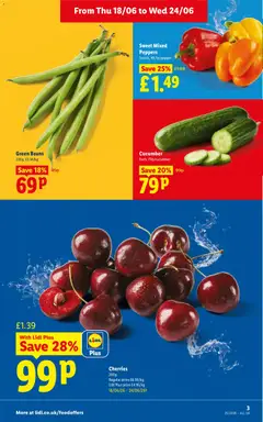 Preview of Weekly offers Lidl valid from 18.06.2026 | Page: 3 | Products: Green beans, Peppers, Cucumber