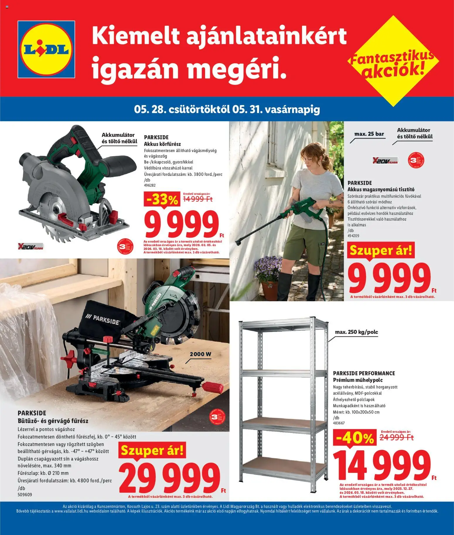 Lidl akciós ujság - amely érvényes a következő dátumtól: 28.05.2026 | Oldal: 4 | Termékek: Parkside, Körfűrész, Akkumulátor, Töltő