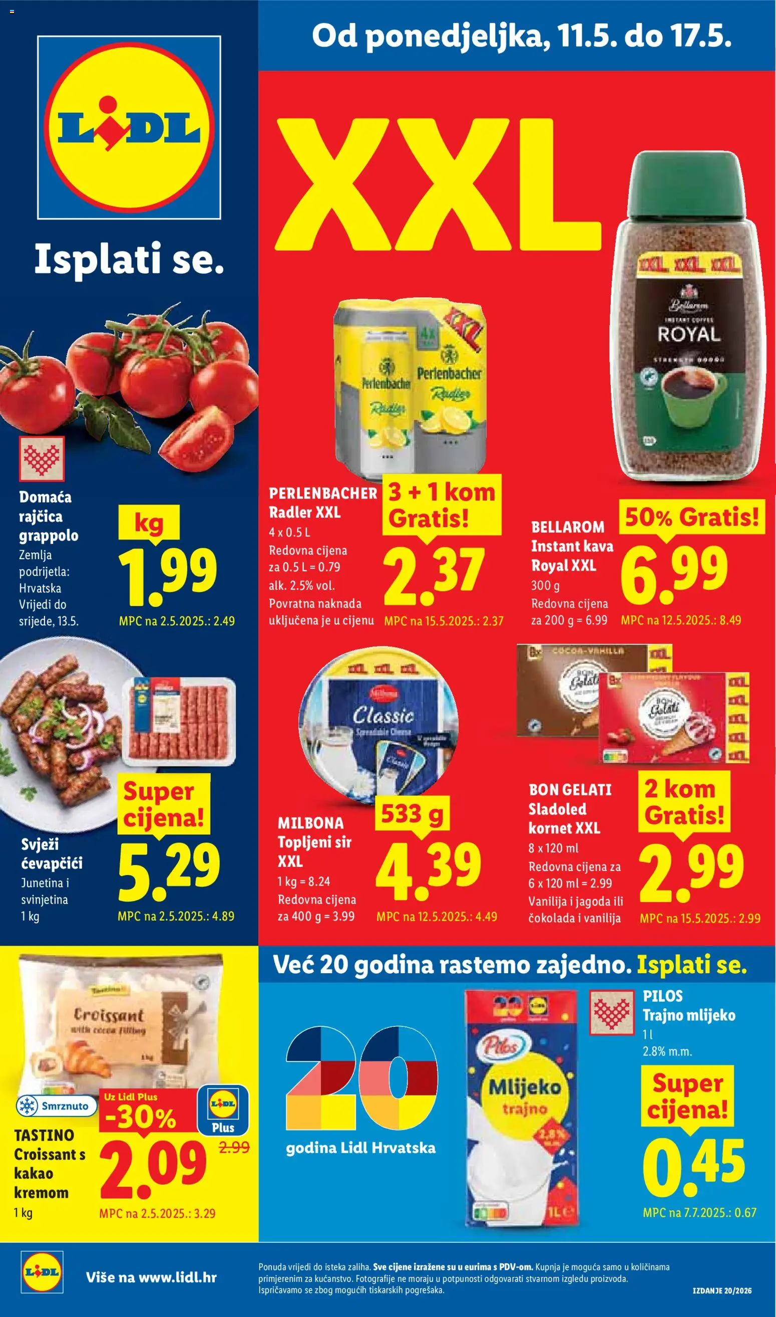 Lidl katalog | vrijedi od 11.05.2026 | Stranica: 1 | Proizvodi: Mlijeko, Sir, Rajčica, Kornet