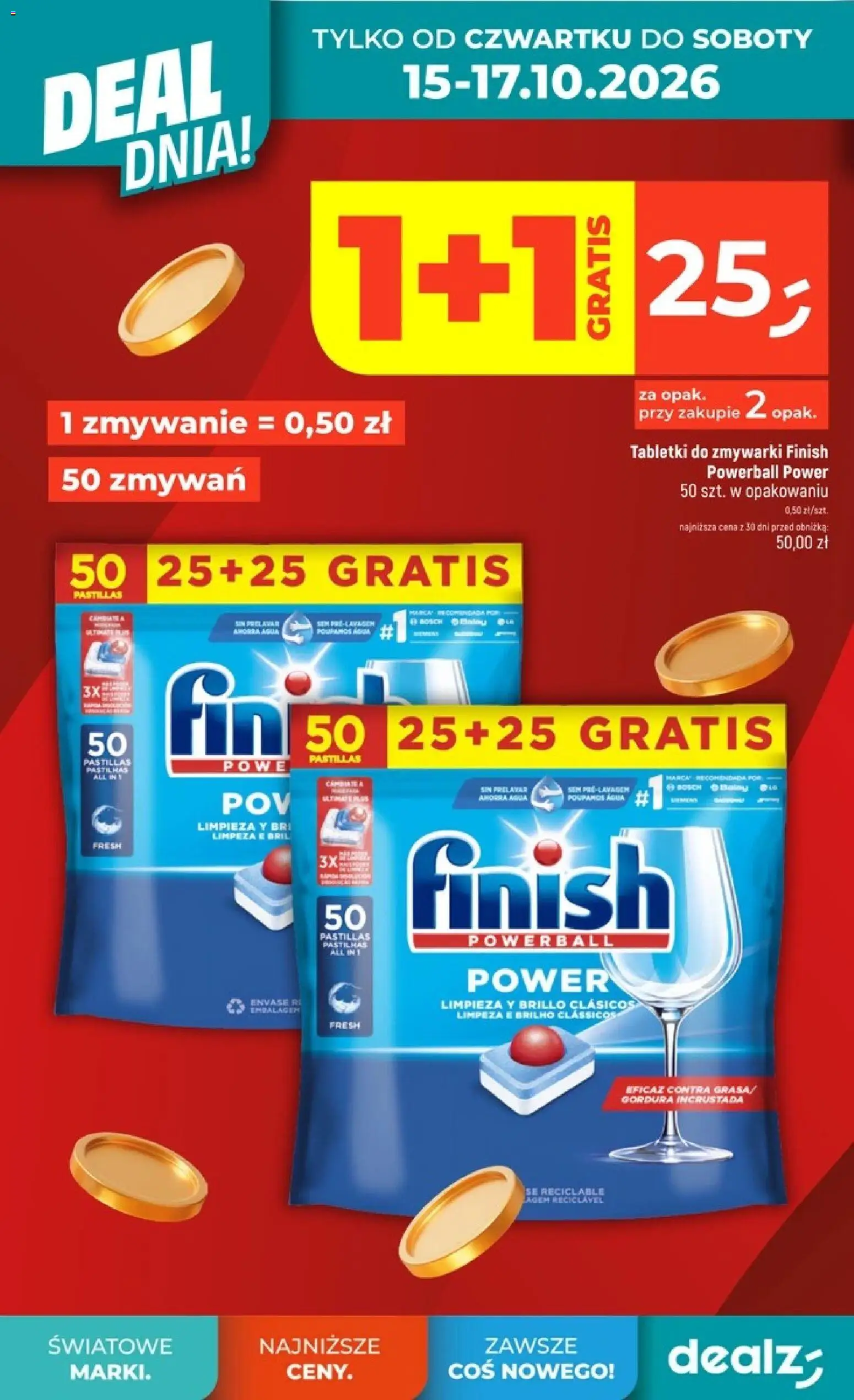 Dealz gazetka - Deal dnia od 15.10.2026 | Strona: 2 | Produkty: Finish, Tabletki do zmywarki Finish, Tabletki do zmywarki