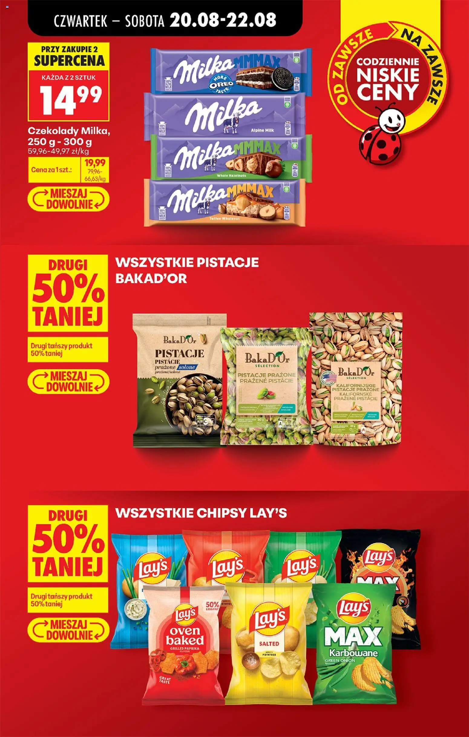 Biedronka Polsko leták - Codziennie niskie ceny od 20.08.2026 | Strana: 15 | Produkty: Milka, Pistácie, Lay's, Oreo