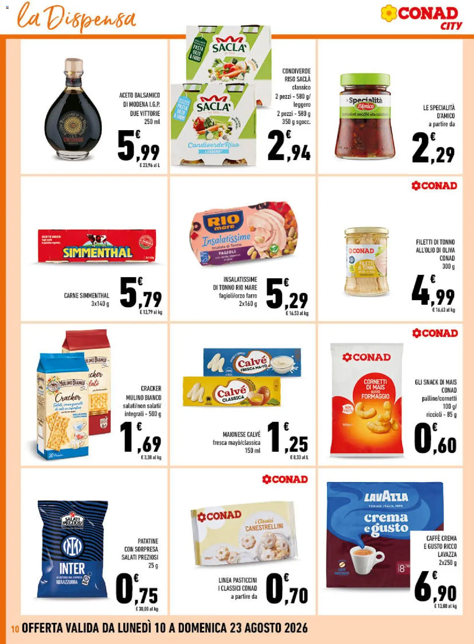 Volantino Conad del 10/08/2026 | Pagina: 10 | Prodotti: Caffè, Fagioli, Aceto, Specialità