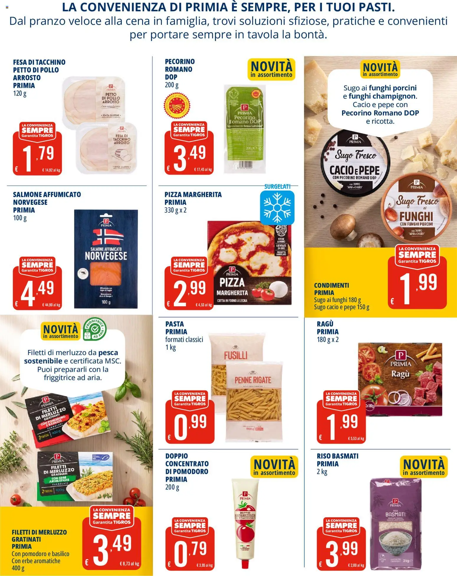 Volantino Tigros del 02/09/2026 | Pagina: 3 | Prodotti: Senza glutine, Salmone, Merluzzo, Pasta