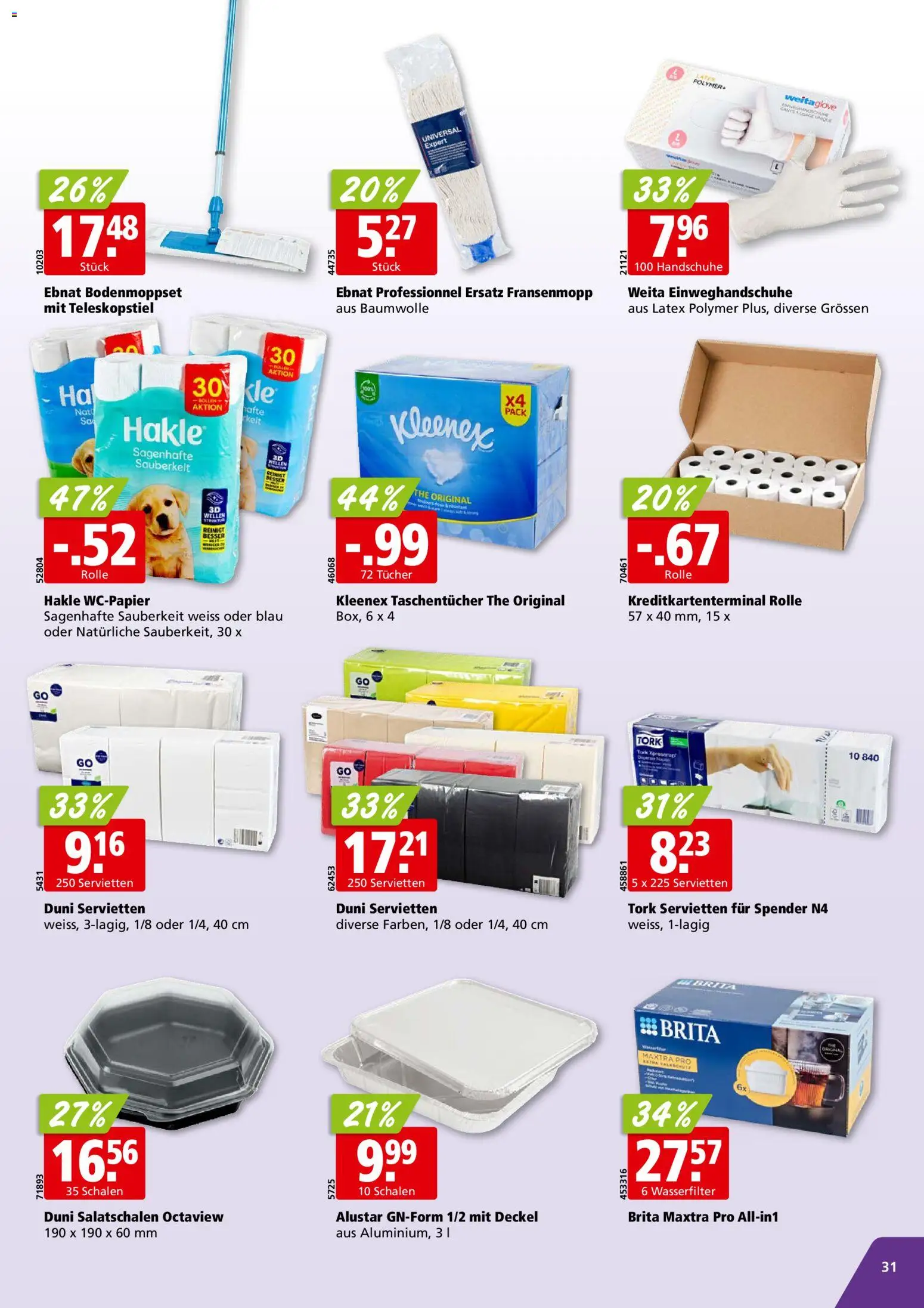 Aligro aktionen Chavannes, Matran, Genf, Sitten – gültig ab 17.08.2026 | Seite: 31 | Produkte: Einweghandschuhe, Deckel, Handschuhe