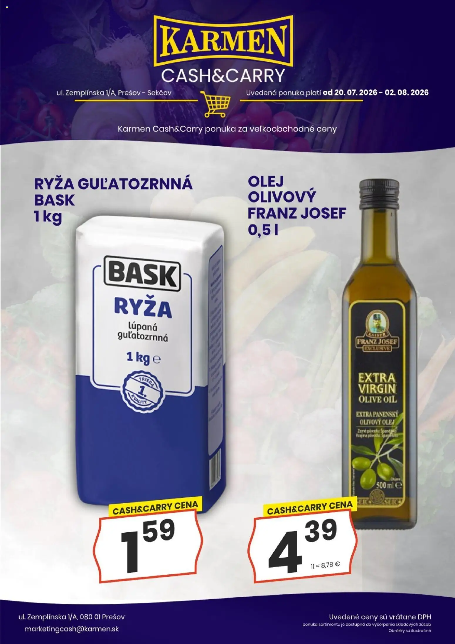 Nové KARMEN CBA akcie – leták je platný od 03.08.2026 | Strana: 7 | Produkty: Olej, Ryža, Olivový olej