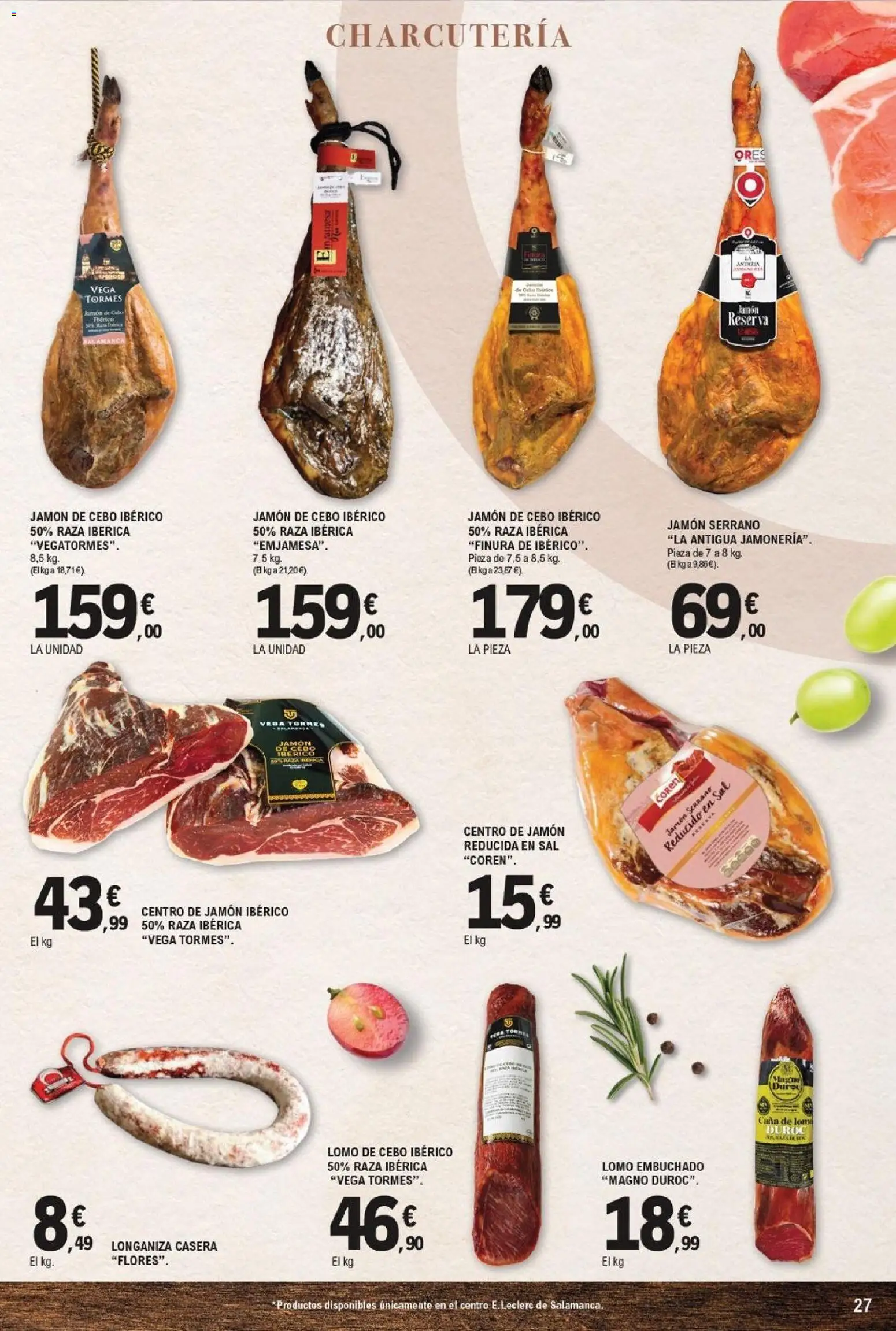 E.Leclerc folleto Salamanca │ válido desde el 23/09/2026 | Página: 27 | Productos: Jamón serrano, Jamón, Longaniza, Sal