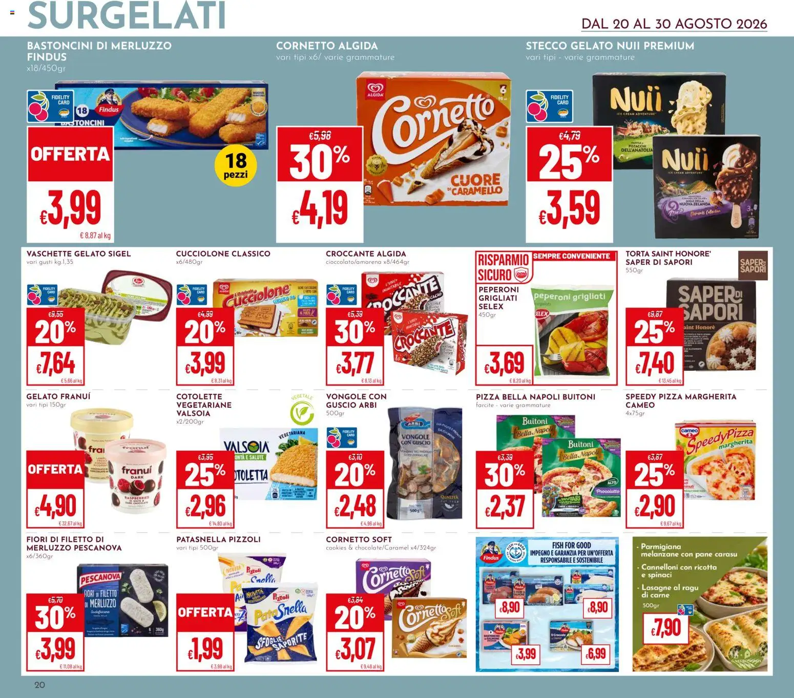 Volantino Pan del 20/08/2026 | Pagina: 20 | Prodotti: Pizza, Vongole, Ragú, Cacao