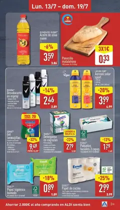 Vista previa Aldi folleto Canarias válido desde el 13/07/2026 | Página: 13 | Productos: Detergente, Aceite, Papel higienico, Aceite de oliva
