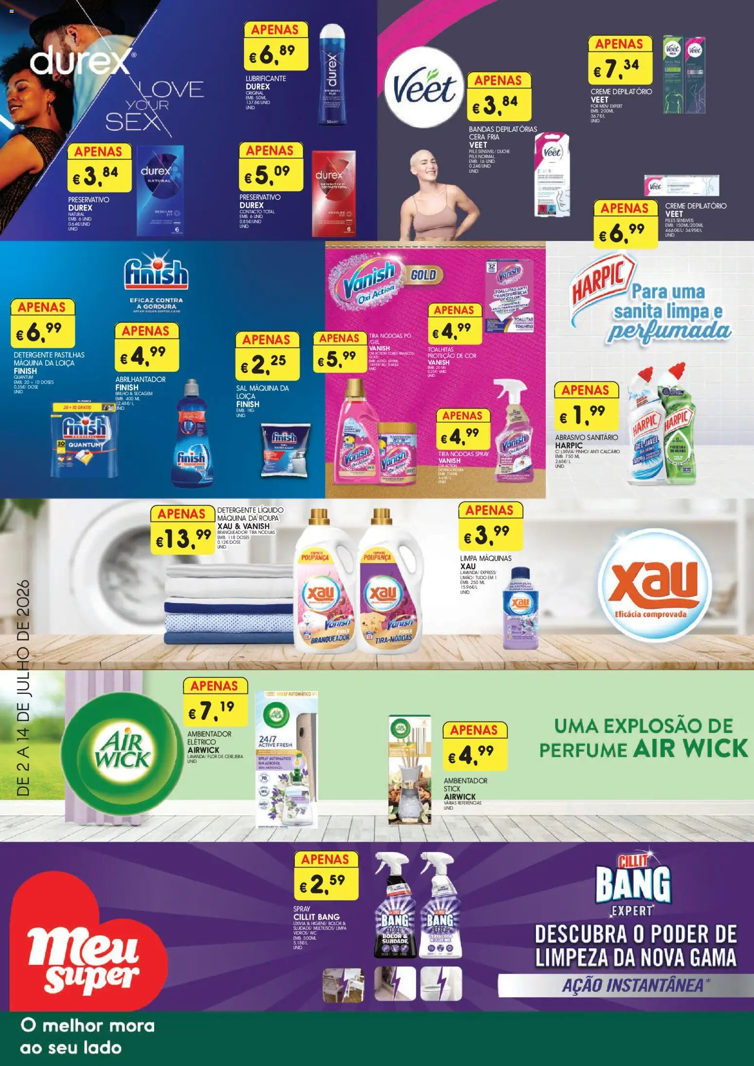 Meu Super folheto │ válido de 02/07/2026 | Página: 1 | Produtos: Abrilhantador, Creme depilatório, Detergente, Cera