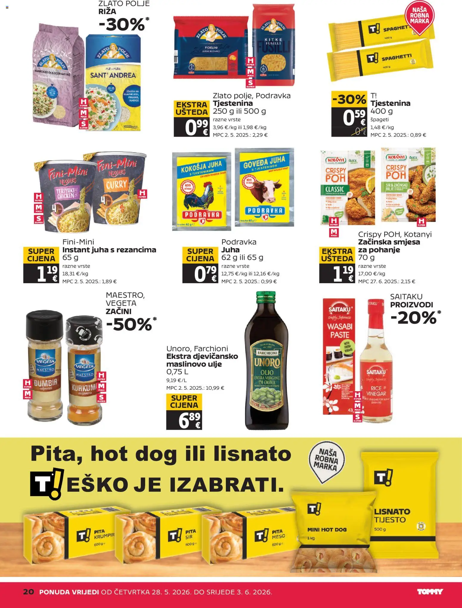 Tommy katalog | vrijedi od 28.05.2026 | Stranica: 20 | Proizvodi: Sir, Krumpir, Juha, Đumbir