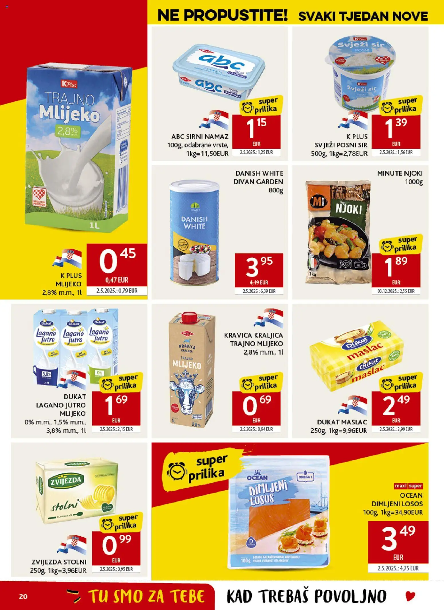 Konzum katalog | vrijedi od 17.06.2026 | Stranica: 20 | Proizvodi: Mlijeko, Maslac, Sir, Losos