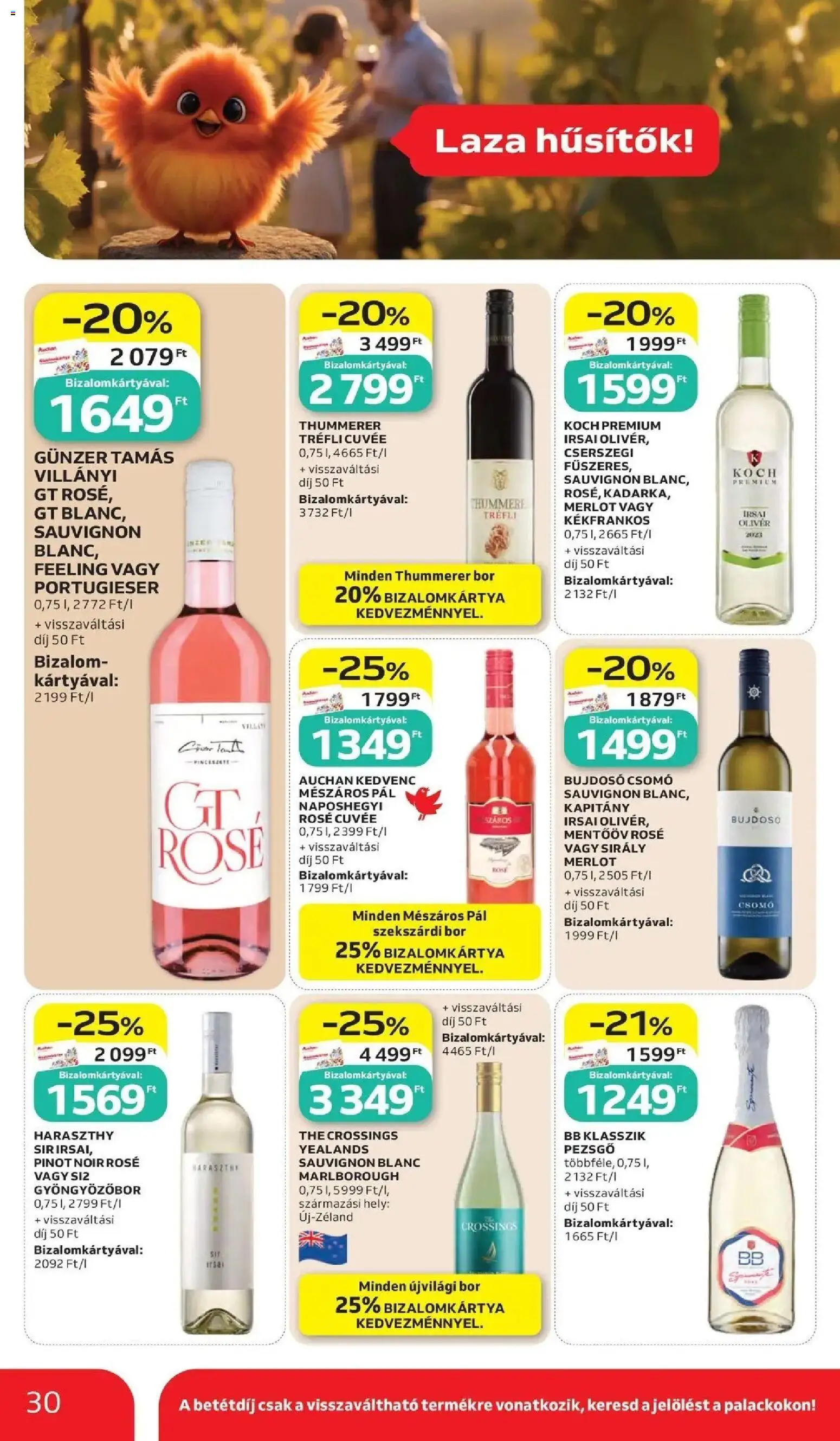 Auchan akciós ujság - amely érvényes a következő dátumtól: 28.05.2026 | Oldal: 30 | Termékek: Pezsgő, Gyöngyözőbor, Bor
