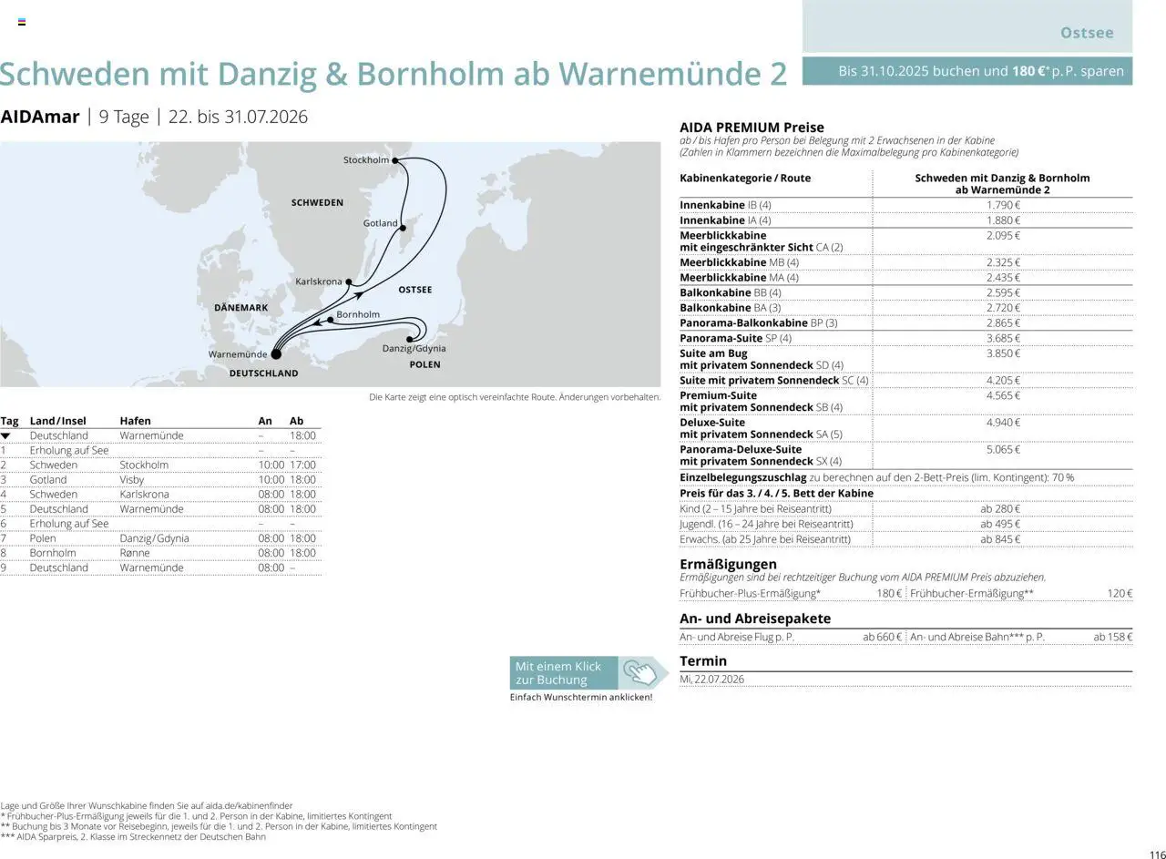 Aida Sommer 2026 – gültig ab 01.03.2026 | Seite: 116 | Produkte: Bett