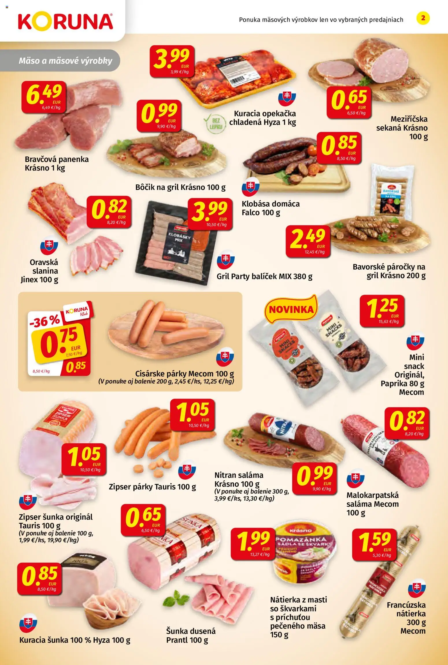 Nové Koruna akcie – leták je platný od 17.07.2026 | Strana: 2 | Produkty: Gril, Paprika, Saláma, Bravčová panenka