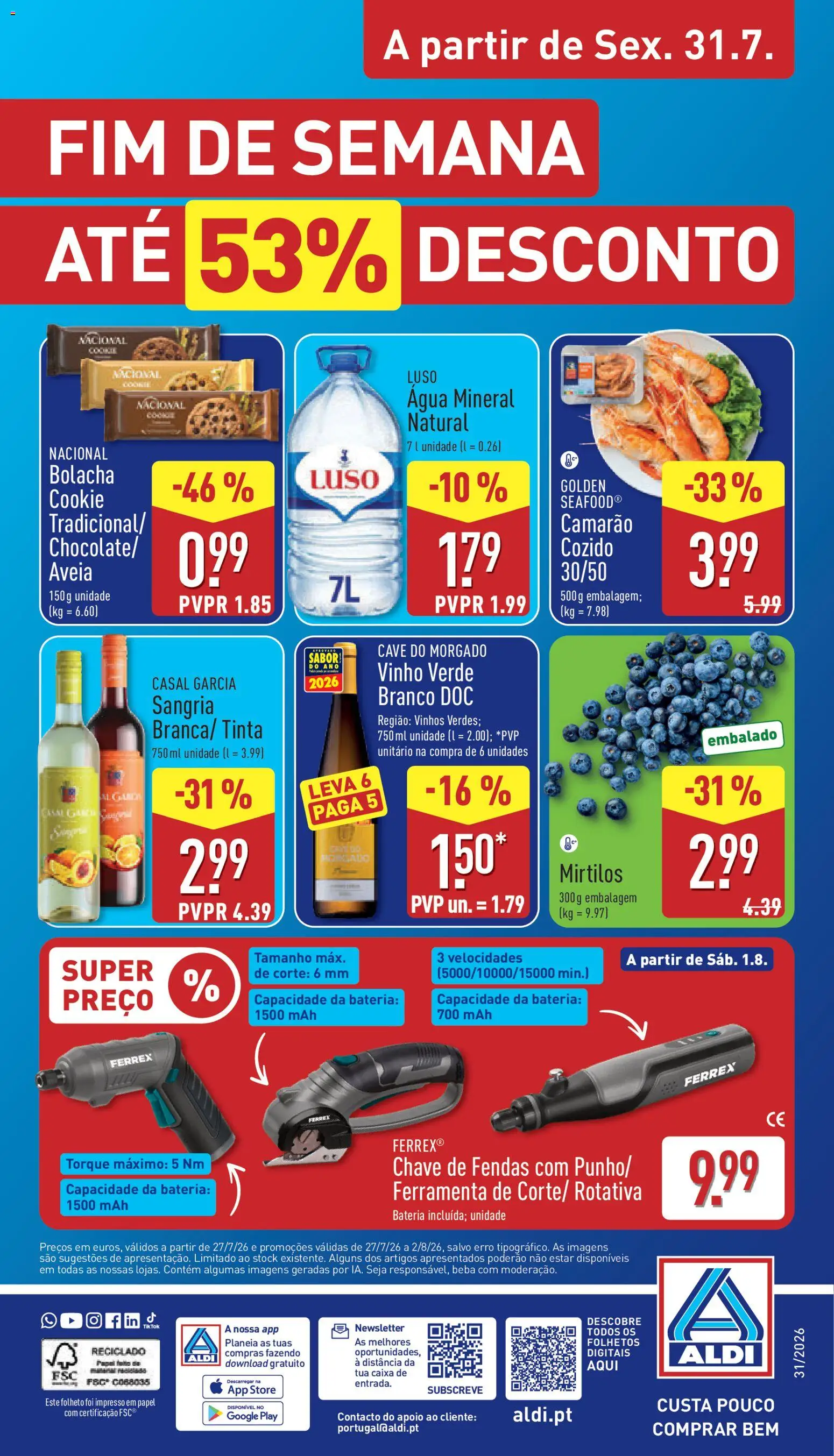 Aldi folheto │ válido de 27/07/2026 | Página: 34 | Produtos: Agua, Tinta, Camarão, Vinho