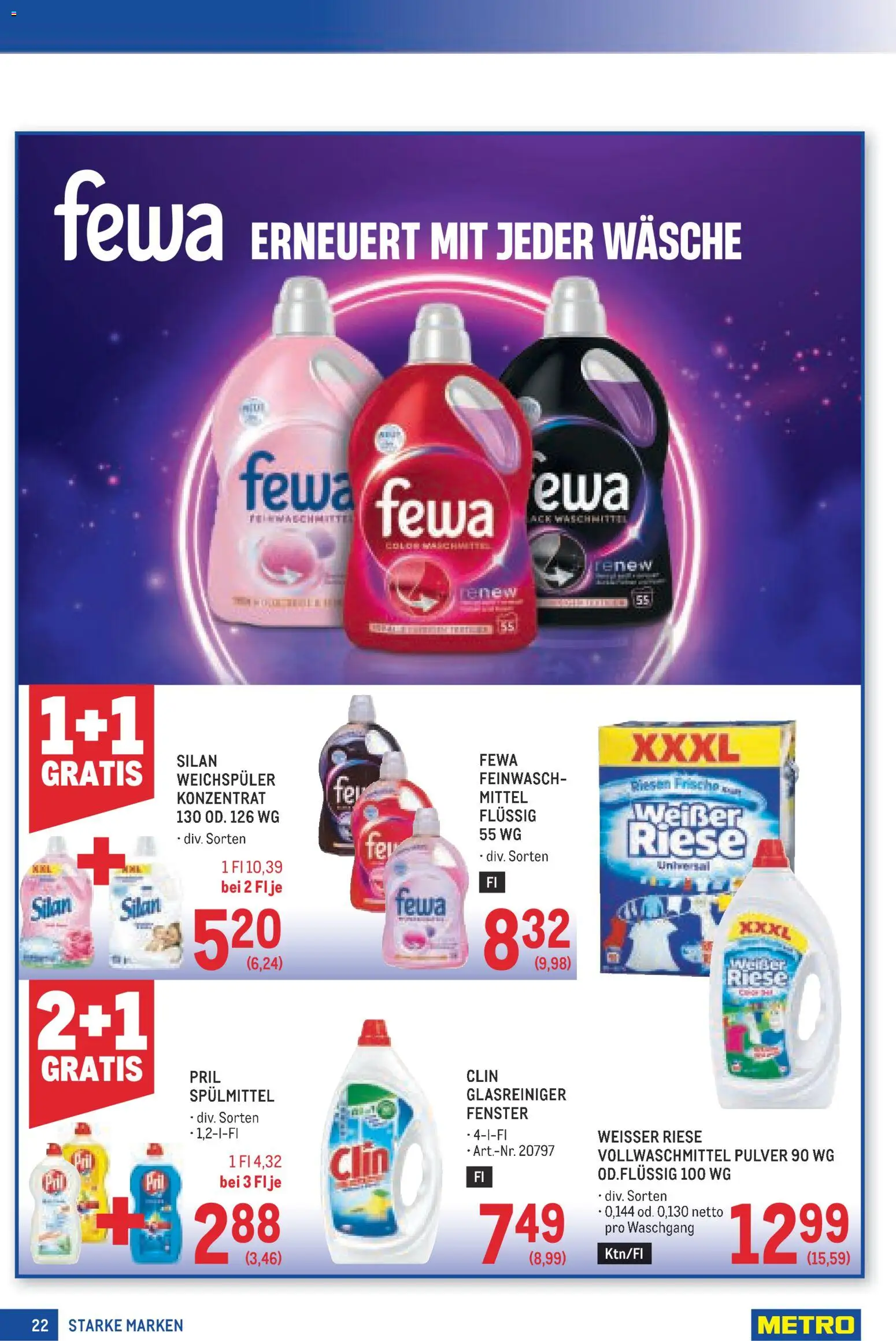 Metro angebote Starke Marken gültig ab 20.08.2026 | Seite: 22 | Produkte: Weichspüler, Waschmittel