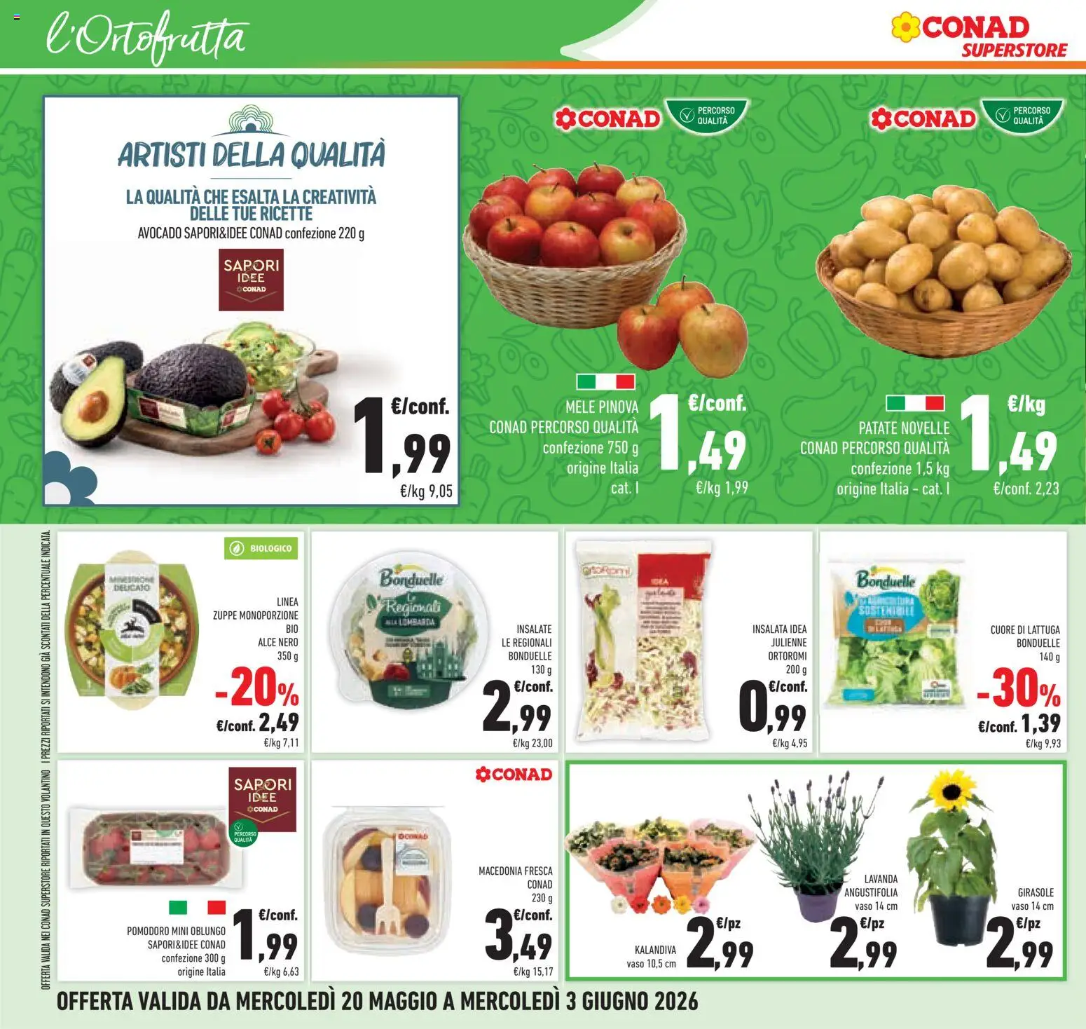 Volantino Conad del 20.05.2026 | Pagina: 20 | Prodotti: Insalata, Avocado, Patate, Lattuga