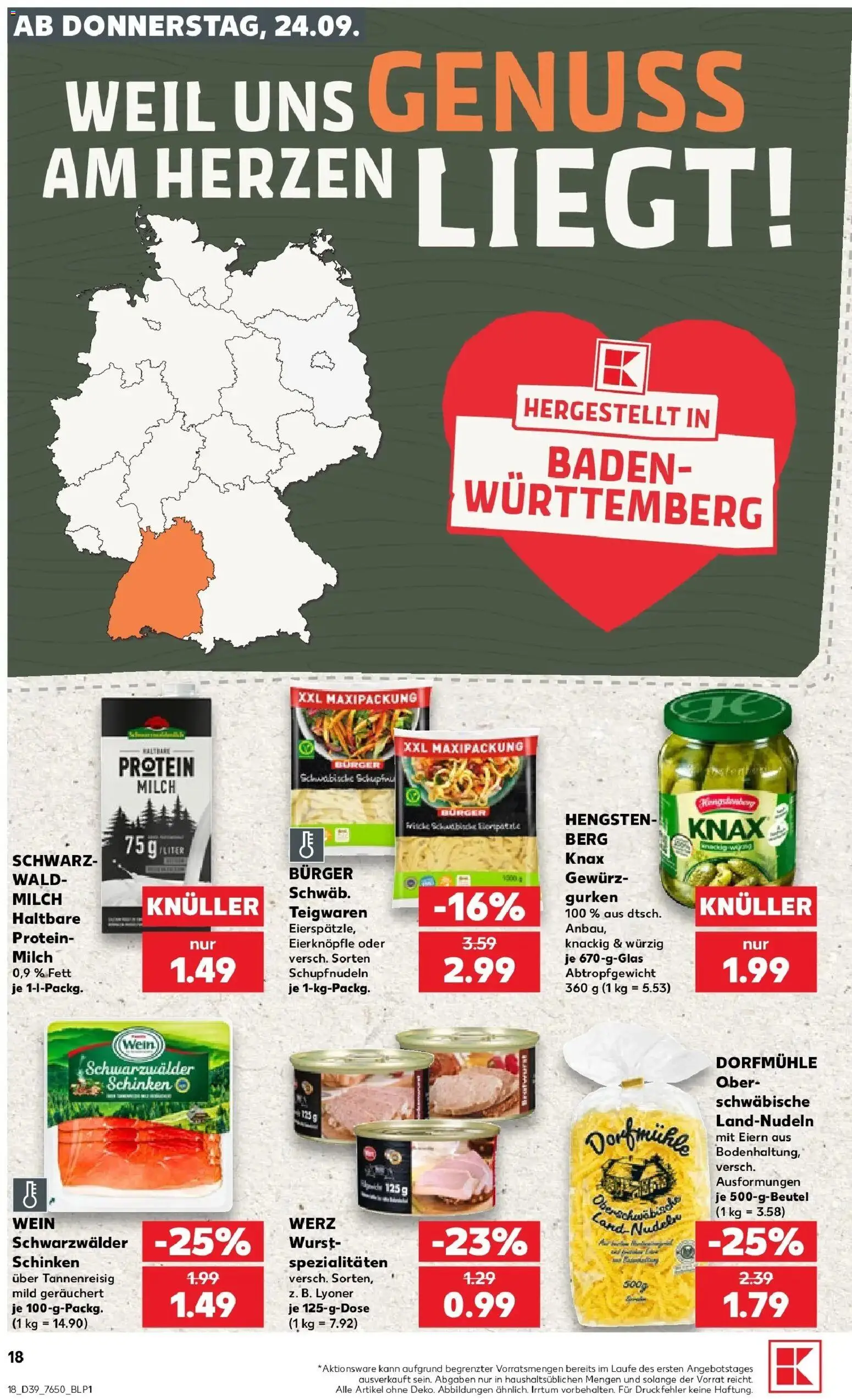 Prospekt Kaufland ab 21.09.2026 » Angebote Online zum Blättern | Seite: 30 | Produkte: Milch, Wurst, Schinken, Wein