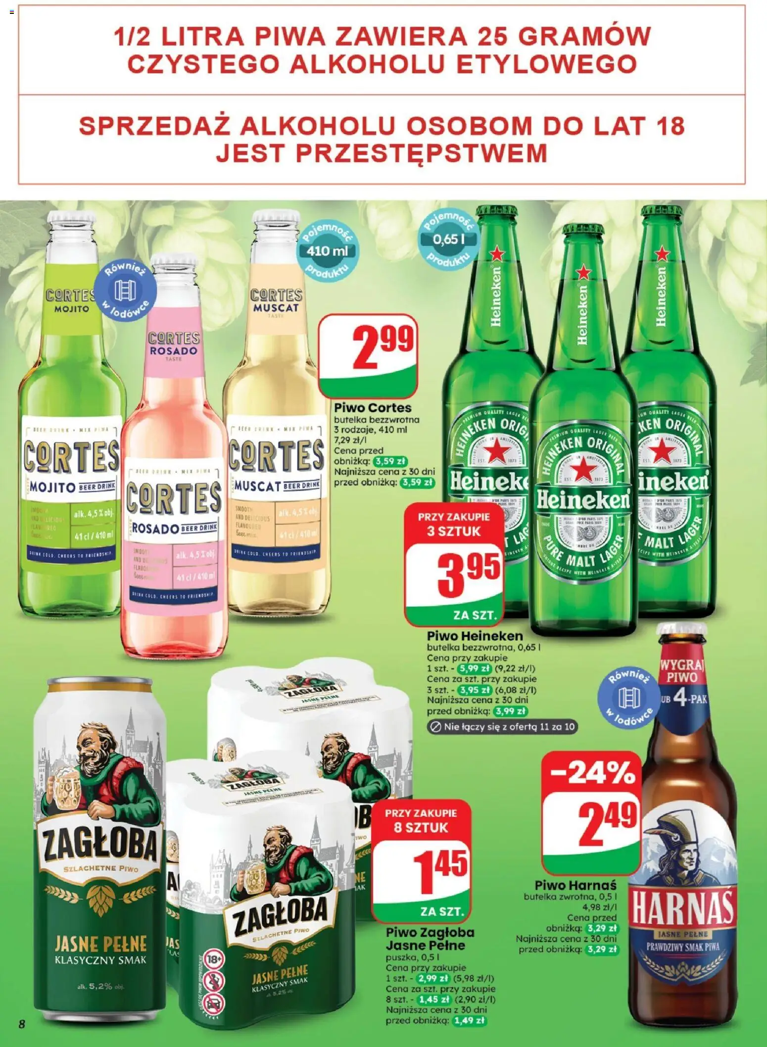 Dino gazetka - Weekendowe Okazje od 04.09.2026 | Strona: 8 | Produkty: Piwo Heineken, Harnaś, Piwo, Heineken
