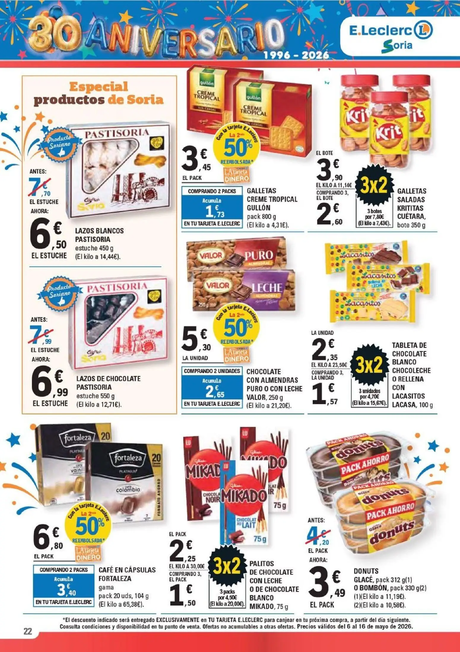 E.Leclerc Soria │ válido desde el 06.05.2026 | Página: 22 | Productos: Laminate δάπεδα, Café, Galletas, Donuts