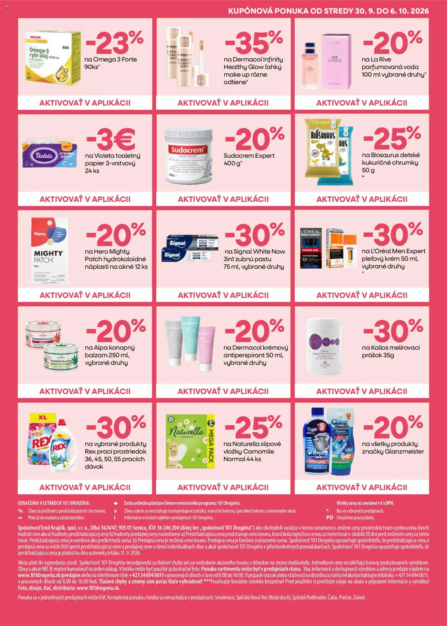 Nové 101 drogerie akcie – leták je platný od 23.09.2026 | Strana: 7 | Produkty: Olej, Rybí olej, Sudocrem, Alpa