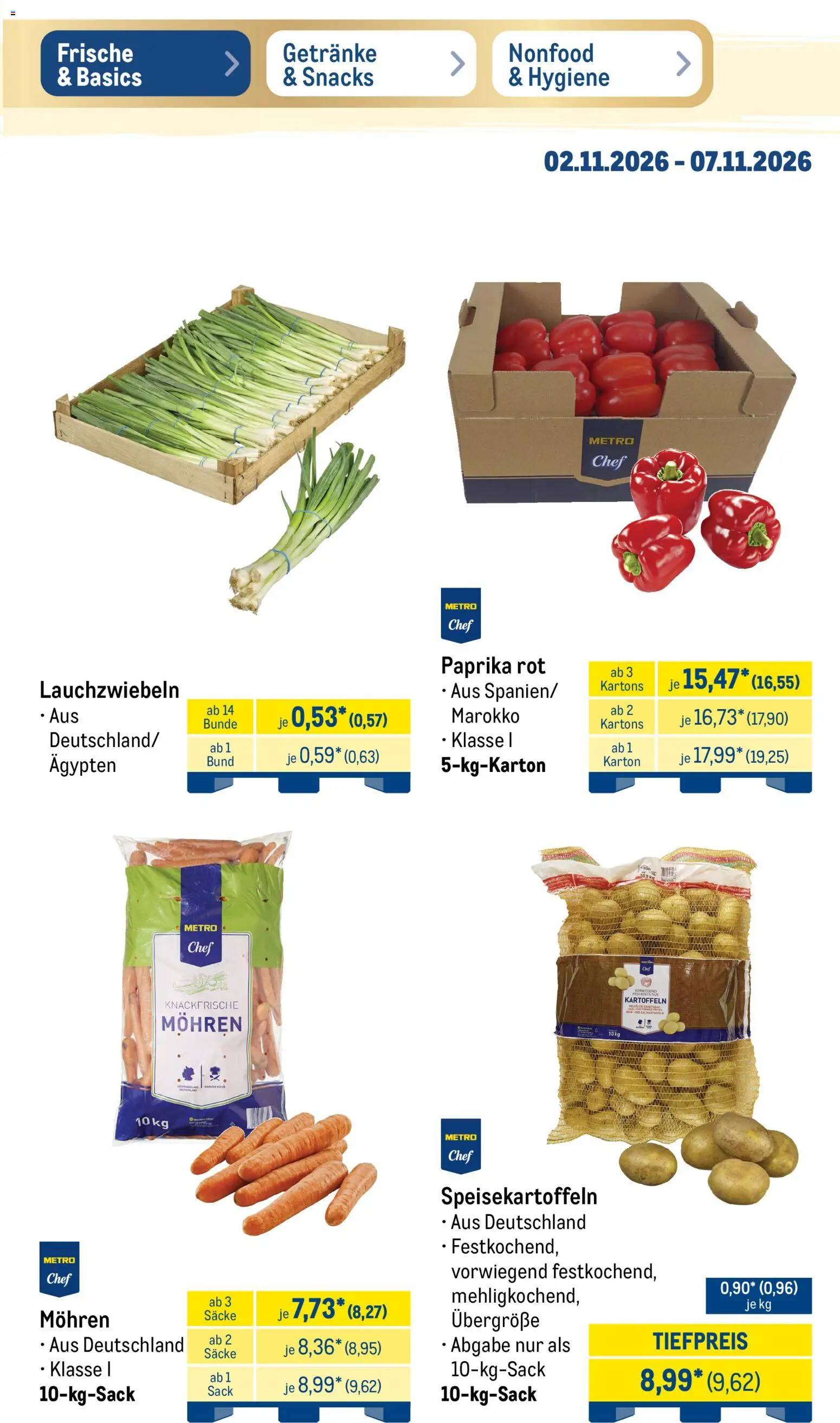 Metro Black Friday – gültig ab 02.11.2026 | Seite: 11 | Produkte: Paprika rot, Mohren, Kartoffeln, Paprika