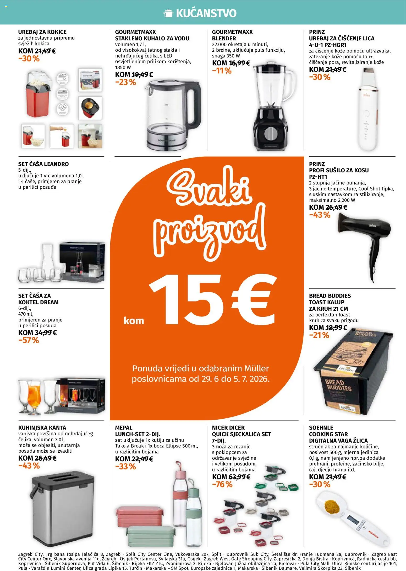 Müller katalog | vrijedi od 29.06.2026 | Stranica: 3 | Proizvodi: Sušilo za kosu, Kruh, Toast, Vaga