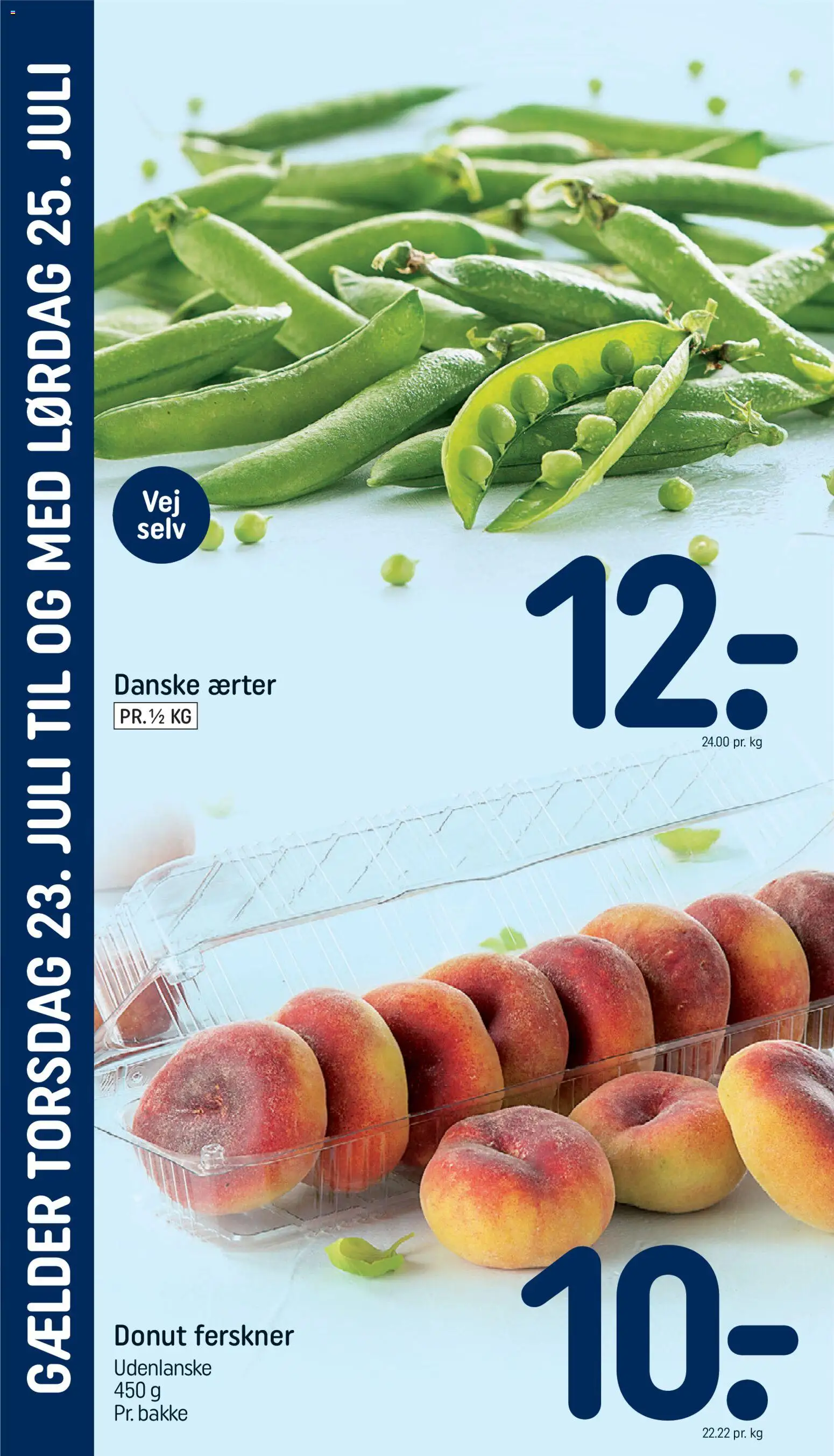 Rema 1000 tilbudsavis – gyldig fra 19/07/2026 | Side: 24 | Produkter: Ferskner, Ærter, Donut