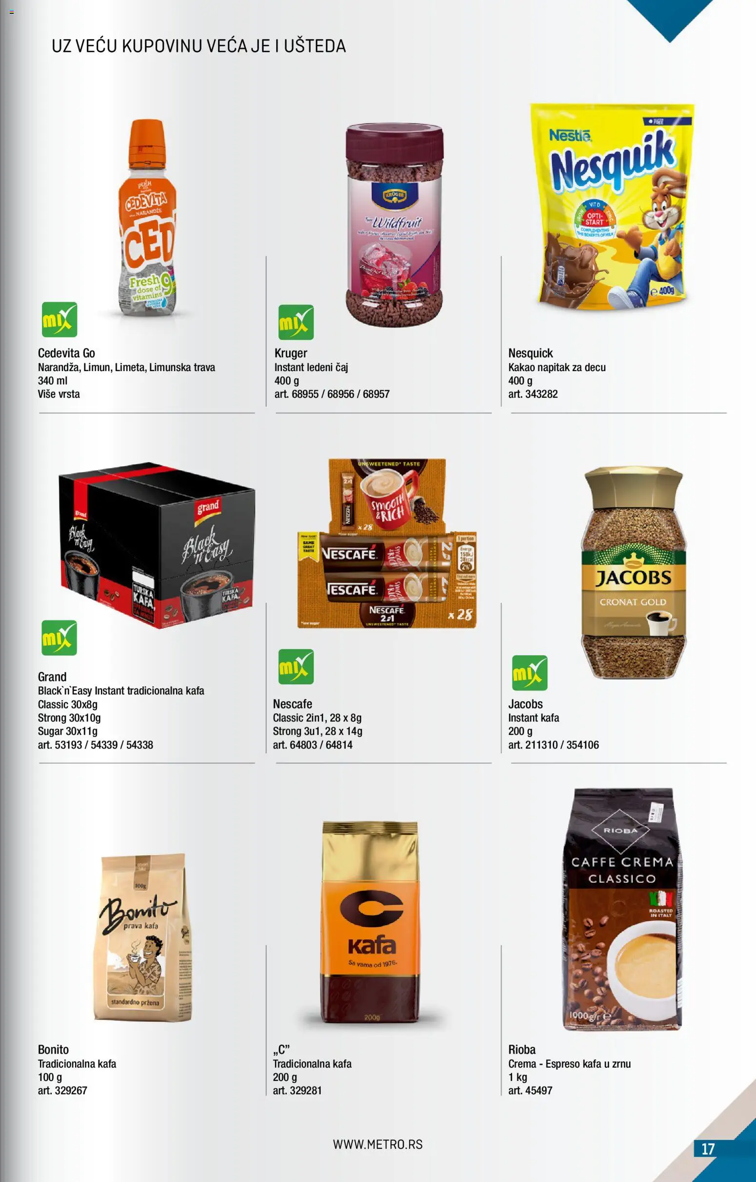 Metro katalog - važi od 01.04.2026 | Strana: 17 | Proizvode: Instant kafa, Cedevita, Narandže, Nescafé