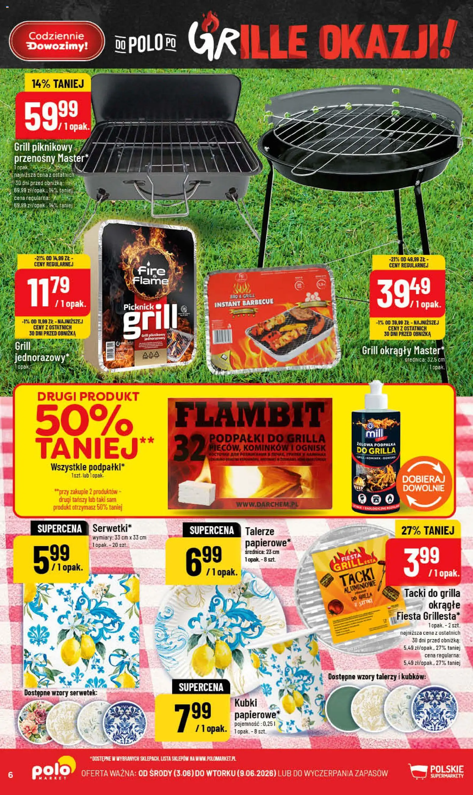 POLOmarket gazetka od 03.06.2026 | Strona: 6 | Produkty: Grill, Talerze, Grill jednorazowy
