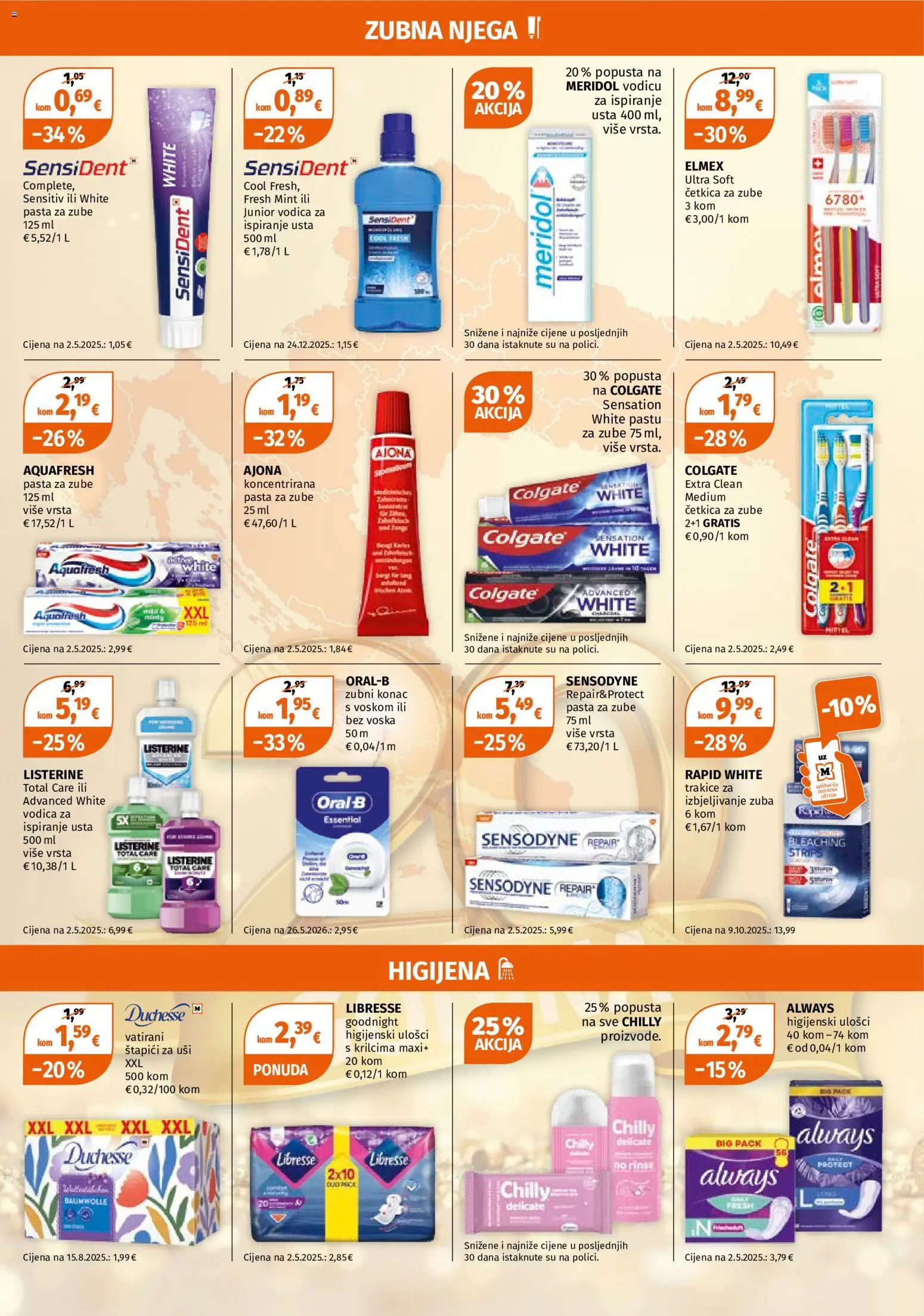 Müller katalog | vrijedi od 31.08.2026 | Stranica: 7 | Proizvodi: Štapići za uši, Zubni konac, Listerine, Četkica za zube