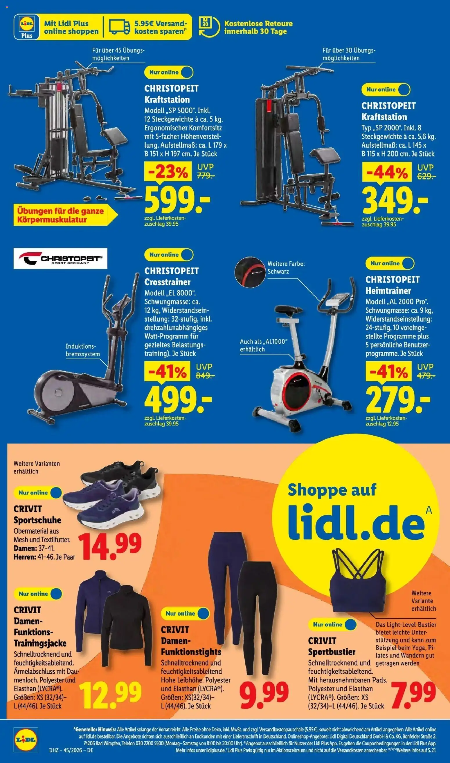 Lidl Prospekt Weikersheim (ab 02.11.2026) zum Blättern » Angebote | Seite: 44 | Produkte: Trainingsjacke, Bad, Heimtrainer, Crosstrainer