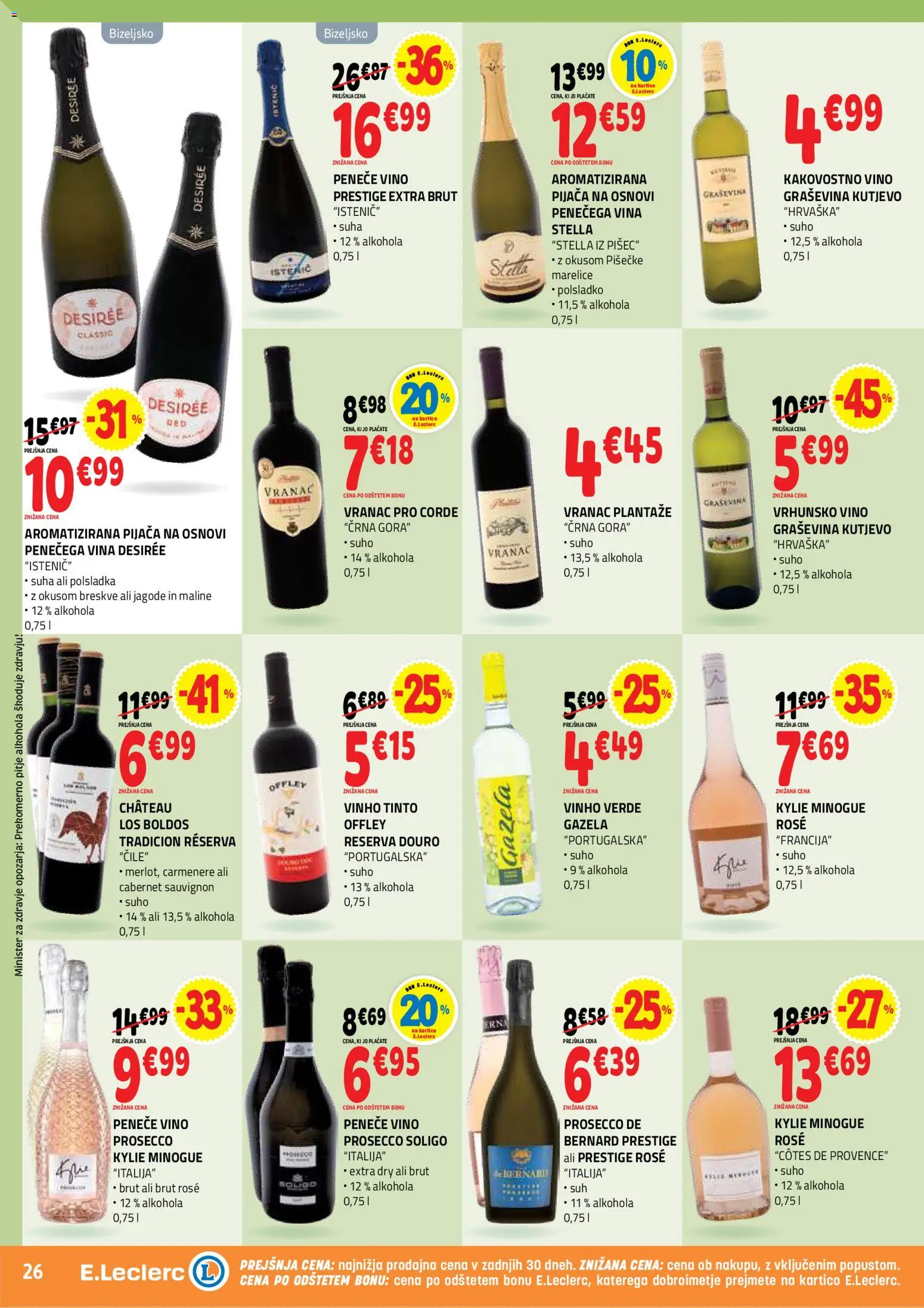 Novi E.leclerc katalog ponudbe – veljaven od 26.08.2026 | Stran: 26 | Izdelki: Marelice, Vino, Maline, Jagode