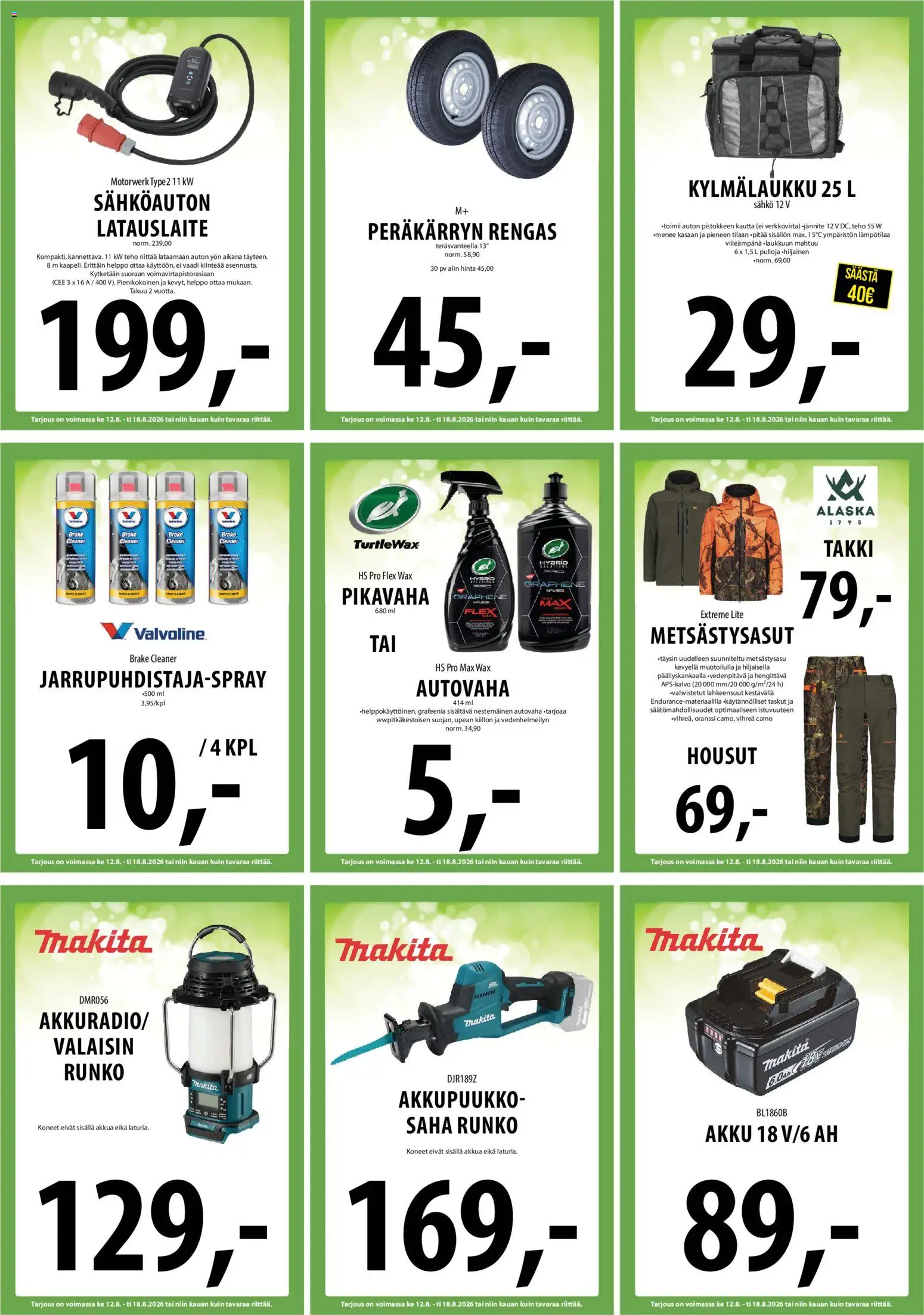 Tuuri tarjoukset – voimassa 12/08/2026 alkaen | Sivu: 20 | Tuotteet: Akku, Takki, Housut, Kylmälaukku