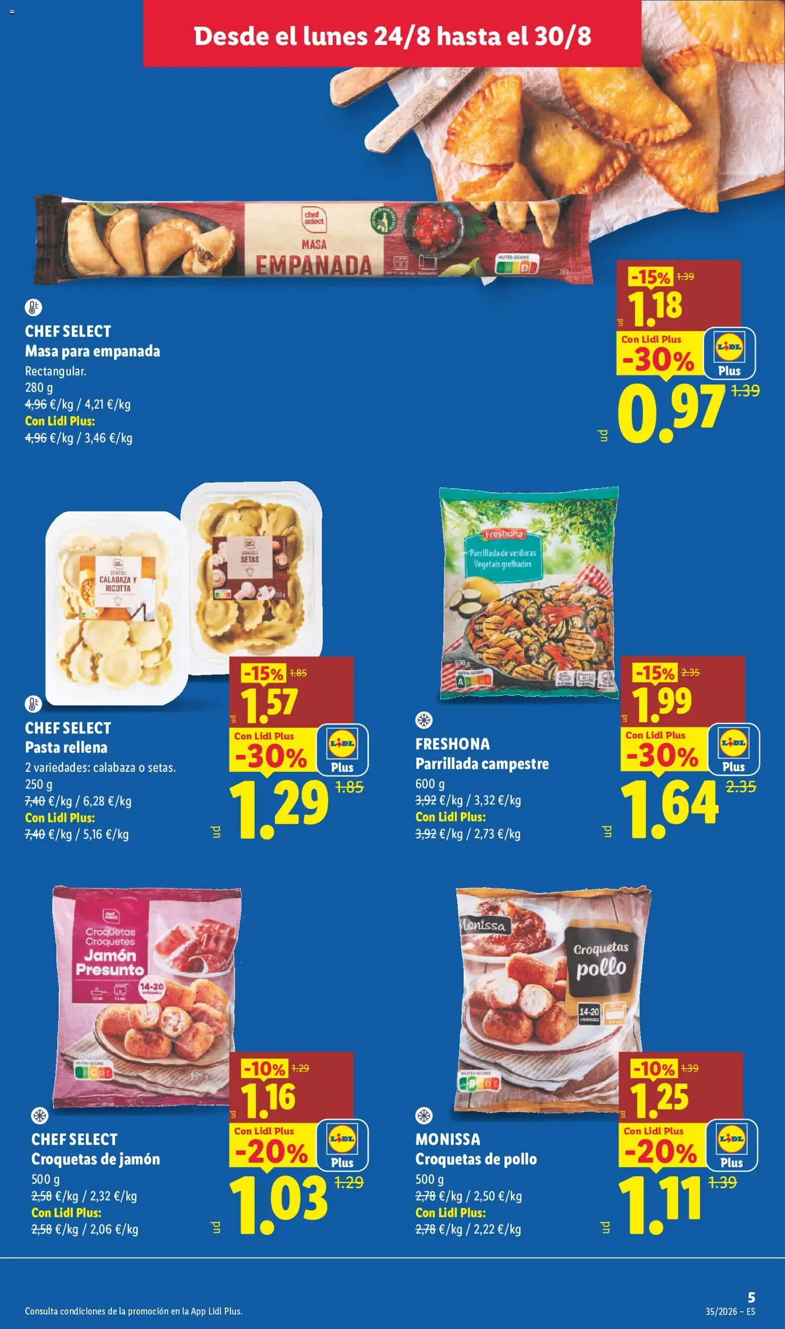 Lidl folleto │ válido desde el 24/08/2026 | Página: 7 | Productos: Setas, Verduras, Masa, Pasta