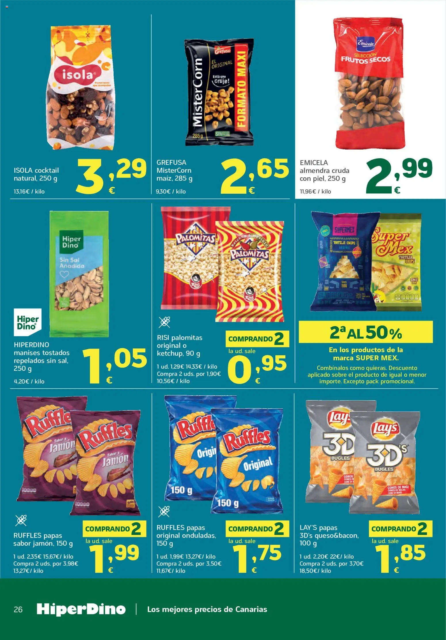 HiperDino folleto │ válido desde el 25/08/2026 | Página: 26 | Productos: Maíz, Jamón, Frutos secos, Sal