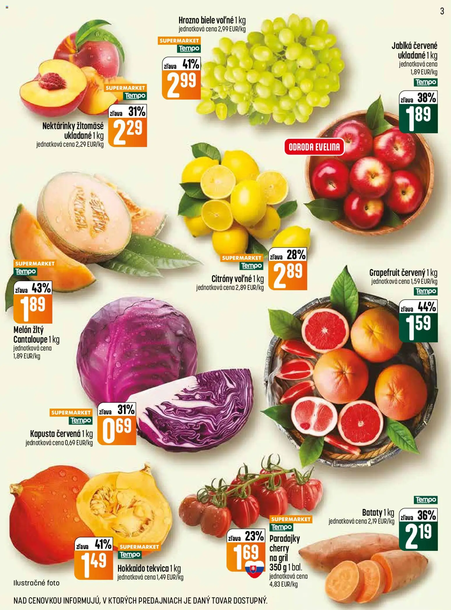 Nové COOP Jednota akcie – leták je platný od 23.07.2026 | Strana: 3 | Produkty: Citróny, Grapefruit, Melón, Batáty