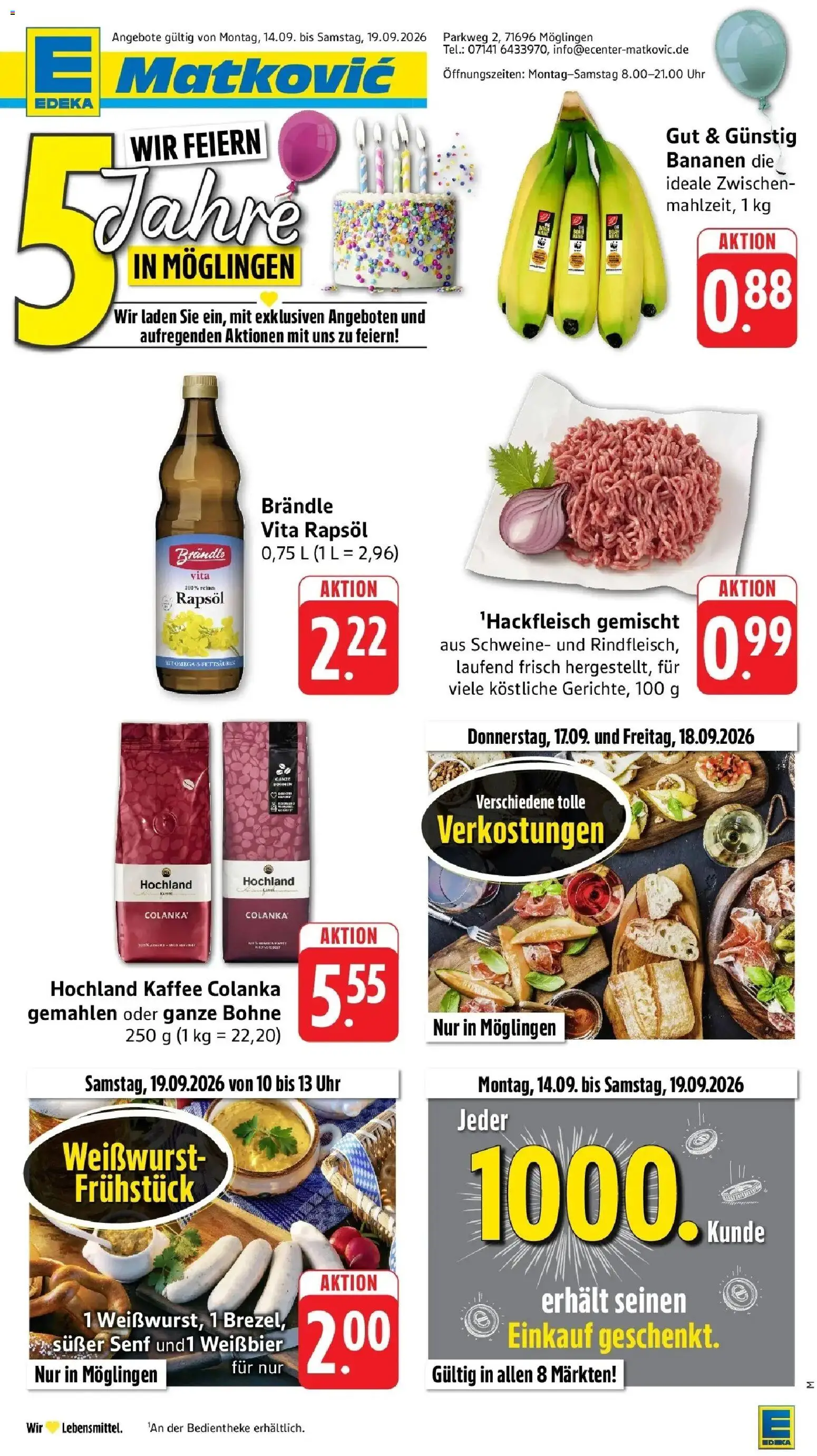 Edeka Prospekt Möglingen (ab 14.09.2026) » Angebote Online | Seite: 18 | Produkte: Kaffee, Rapsöl, Weißbier, Weißwurst